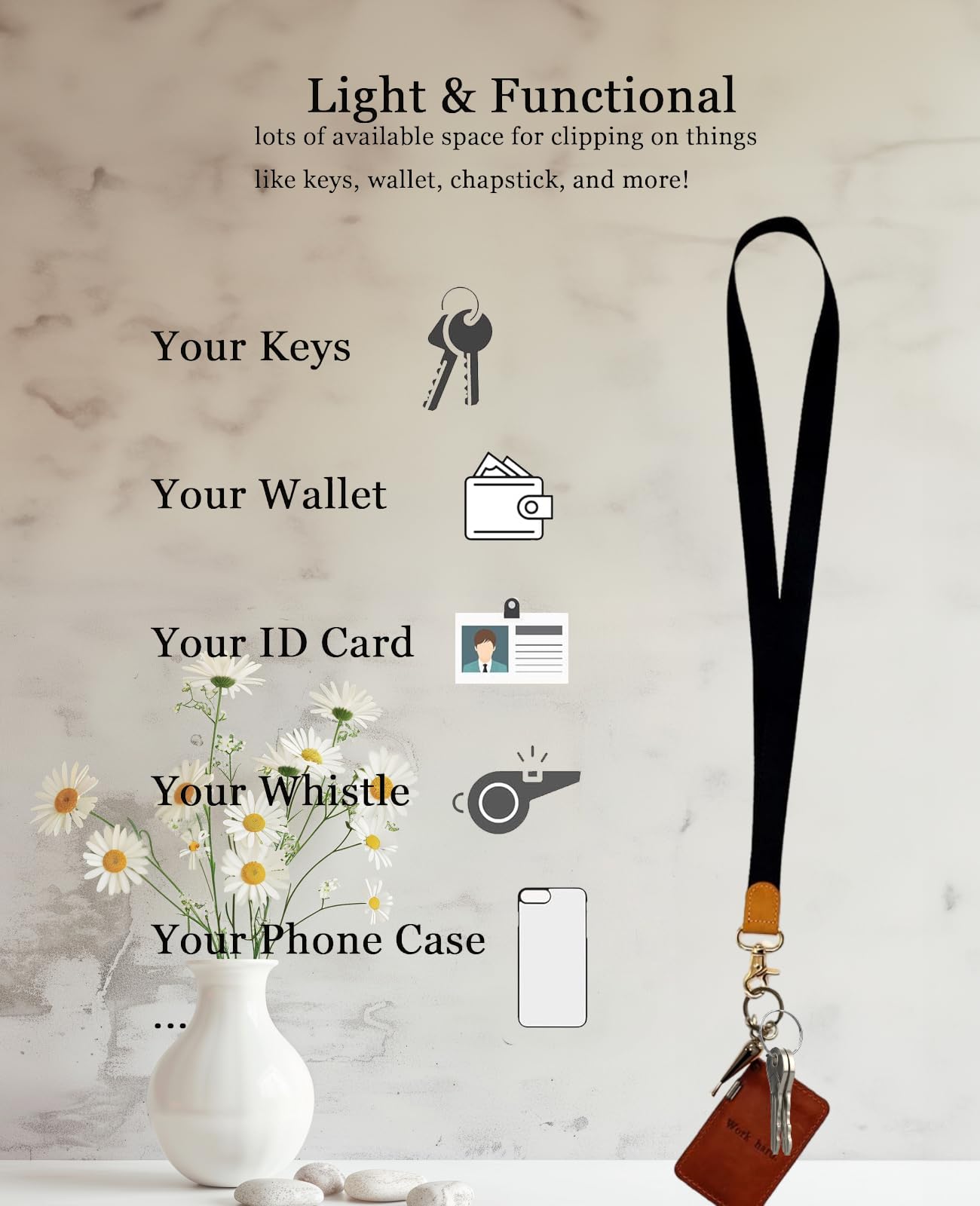 Premium Black Lanyard for Keys & ID Badges - Office & Travel Use