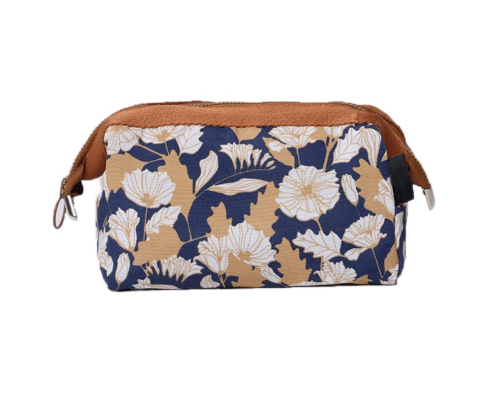 Luxula Waterproof Cosmetic Bag for Women - Travel Makeup Organizer with Zipper, Portable Jewelry Pouch & Brush Holder (Brown) - Perfect for Travel, Gym, and Daily Beauty Essentials Storage