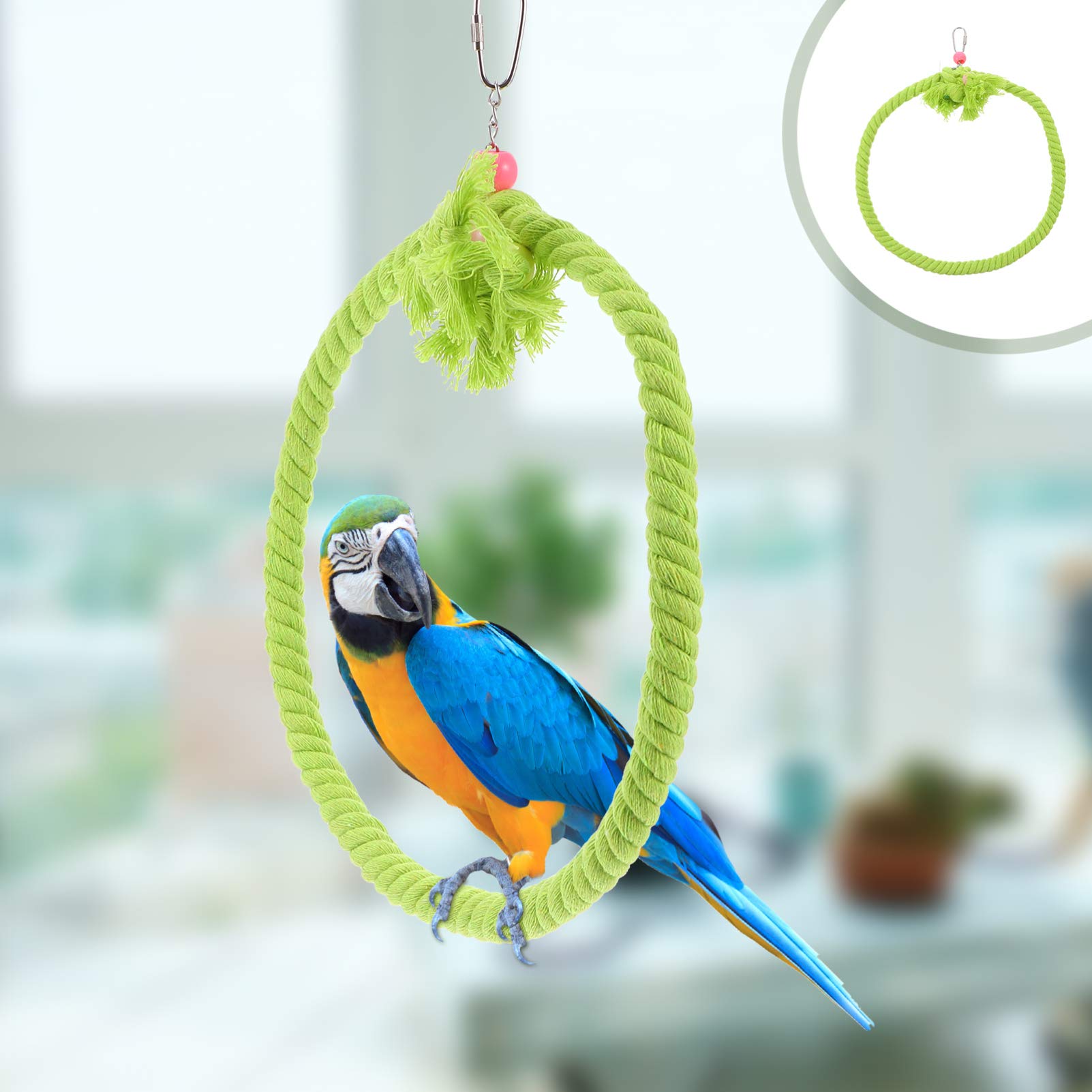 Balacoo Parrot Chew Toy & Cotton Rope Swing - Bird Hammock, Climbing Perch & Cage Accessories for Parakeets, Cockatiels | Durable Pet Supplies for Play, Exercise & Relaxation