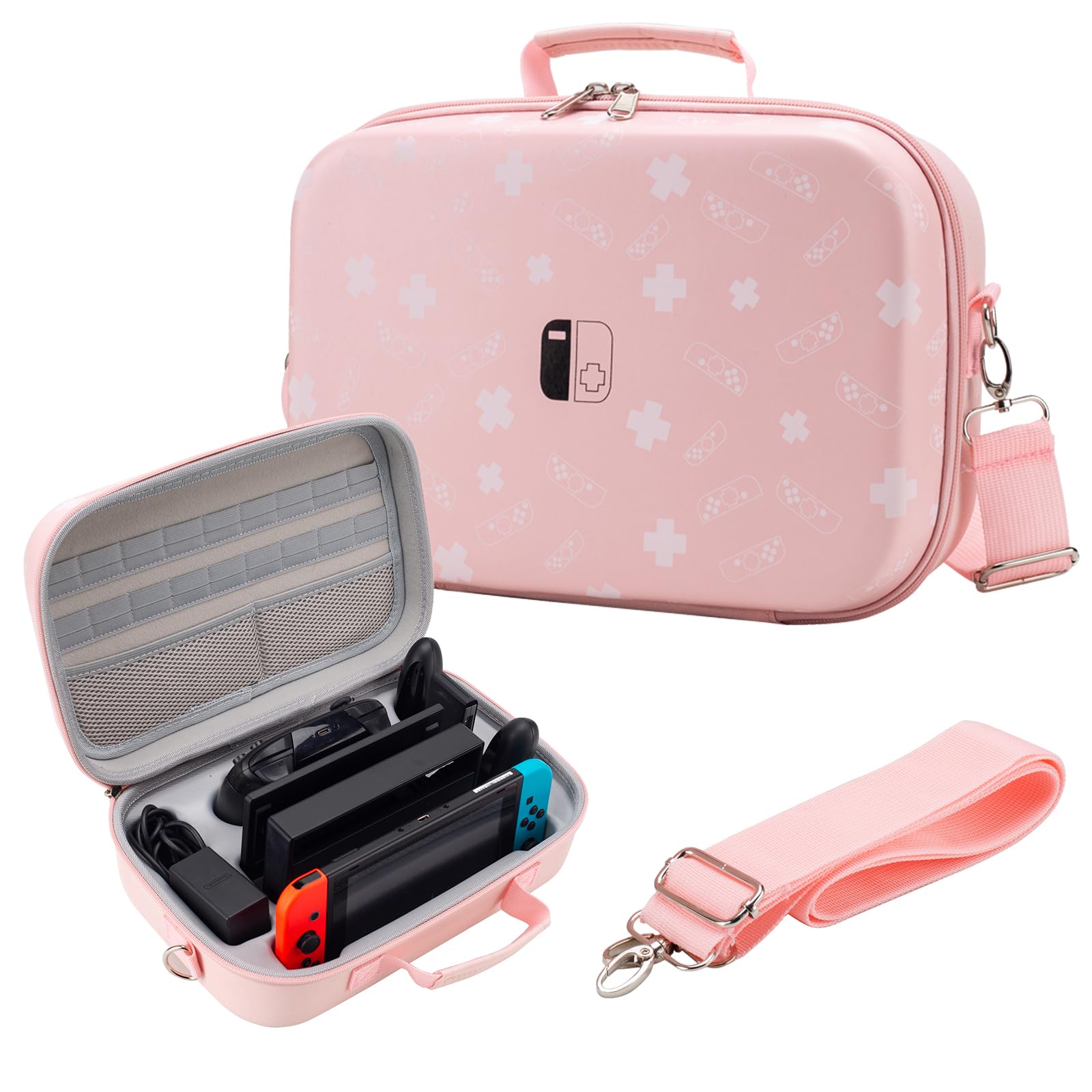 Premium Nintendo Switch/OLED Carrying Case - Deluxe Travel Messenger Bag with Mesh Pocket, Holds Console & 18 Games, Removable Shoulder Strap - Perfect for Travel, Commuting & Gaming On-The-Go