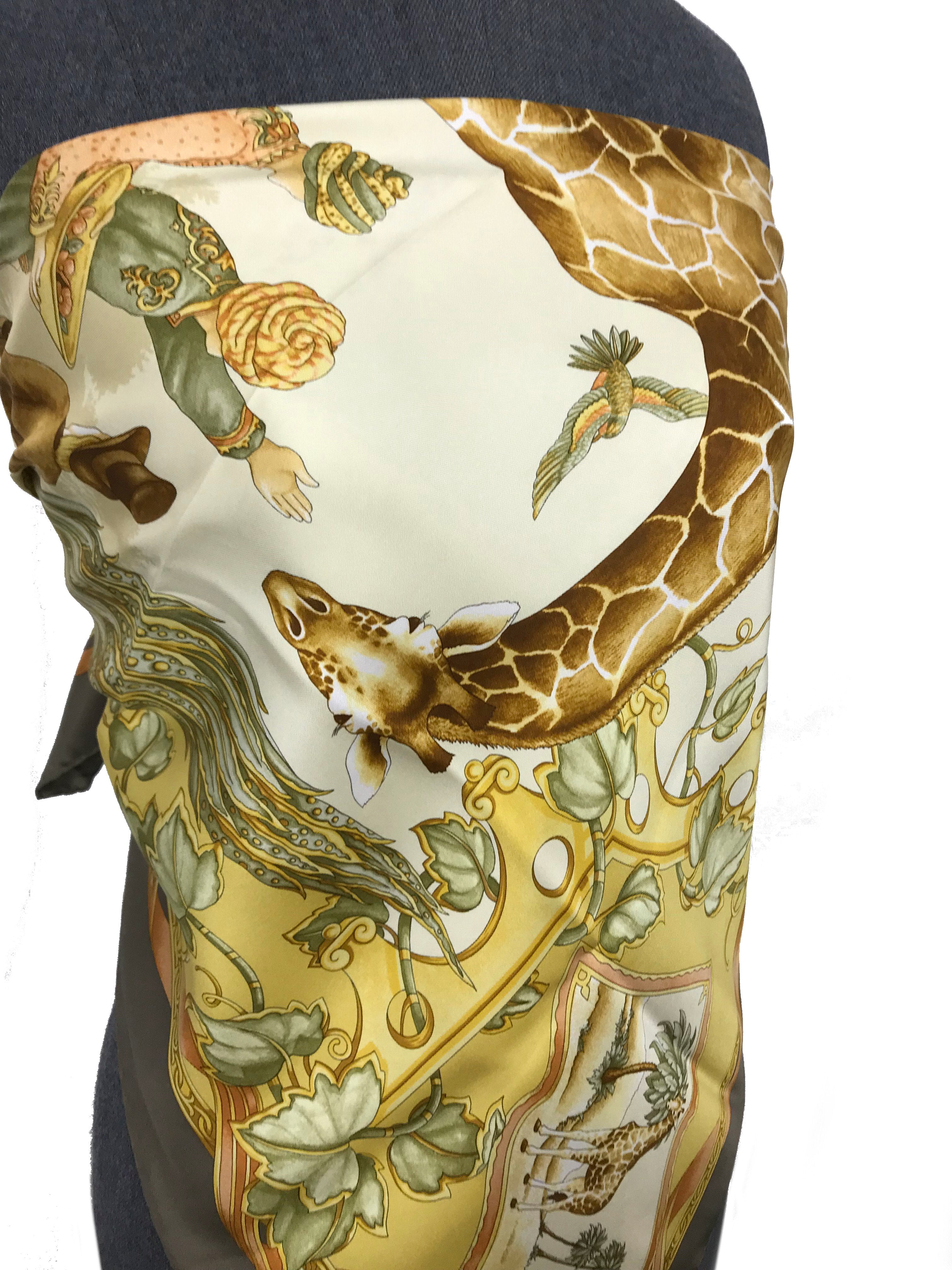 Salvatore Ferragamo Luxury Giraffe Print Silk Scarf for Women - Elegant Fashion Accessory for Parties, Travel & Gift Giving