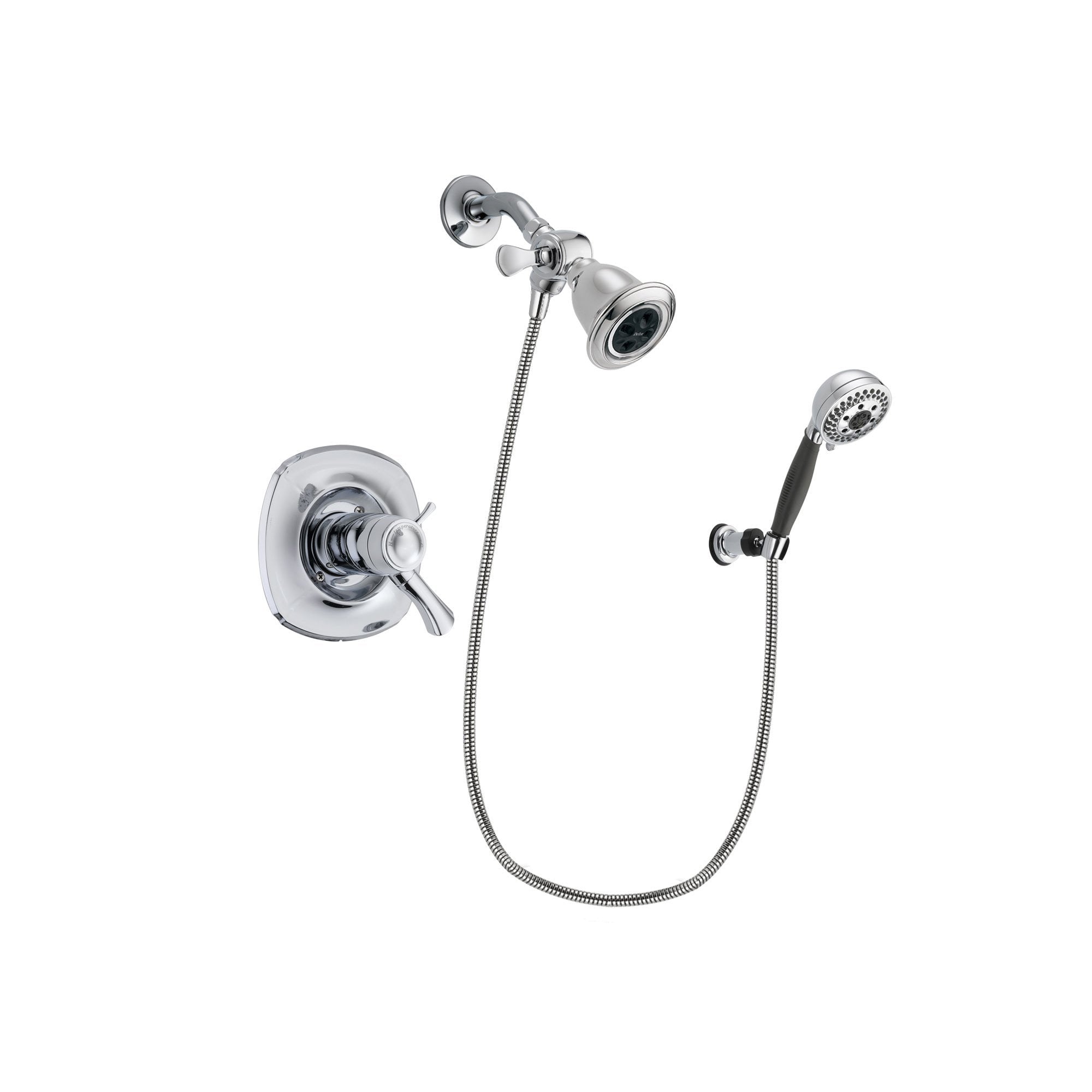 Delta Addison Chrome Finish Thermostatic Shower Faucet System with Water-Efficient Showerhead - 5-Spray Modern Handheld Shower with Wall Bracket & Hose - Includes Rough-in Valve DSP1146V - Perfect for Bathroom Renovation & Luxury Spa Experience