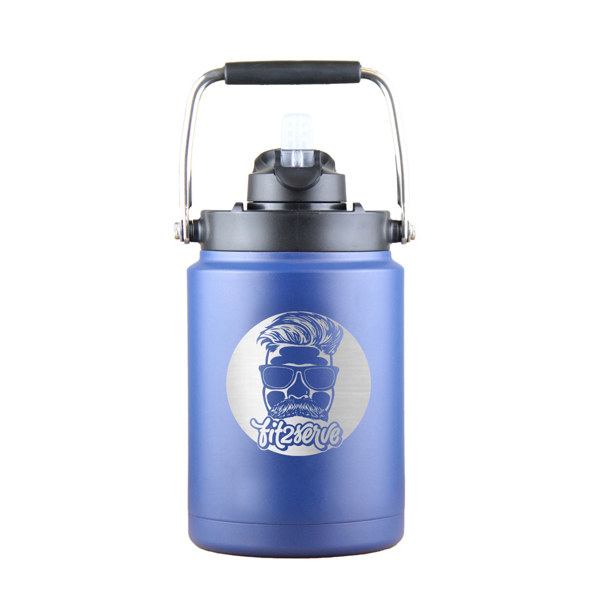 FIT2SERVE Custom Half Gallon Water Jug - Personalized Insulated Stainless Steel Water Bottle for Gym, Hiking & Outdoor Activities