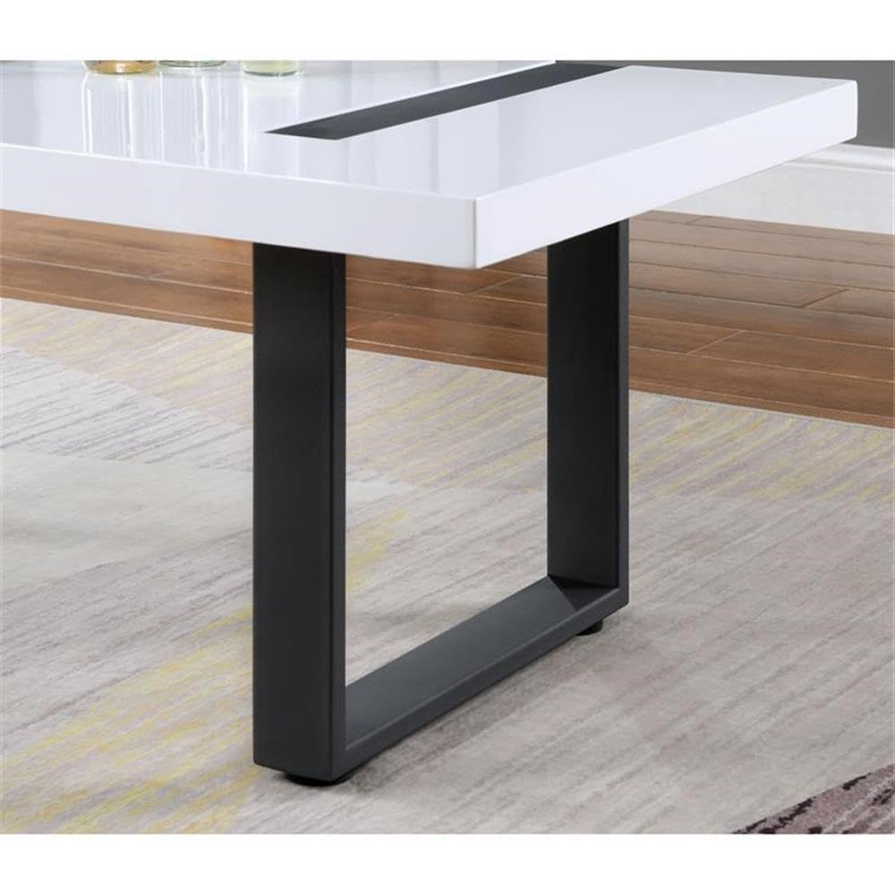 Furniture of America Aryala Modern Metal Coffee Table - Black & White Contemporary End Table for Living Room, Lounge & Office Decor