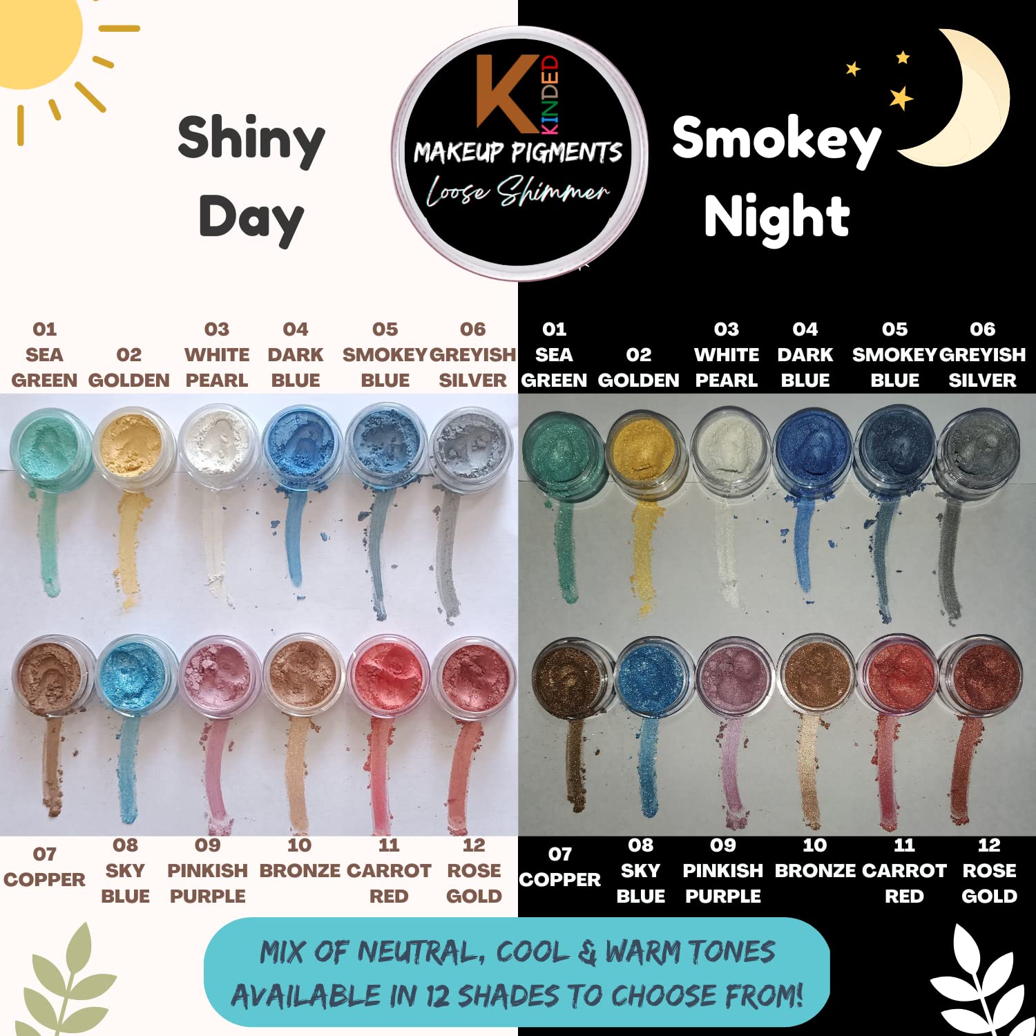 Metallic Loose Shimmer Eyeshadow Pigments - Golden & Silver Glitter Powder for Smokey Eye Makeup | Face Highlighter, Brow Bone & Body Glow | Vegan, Cruelty-Free Foil Dust (3g Each) | Perfect for Party, Festival & Night Out Looks