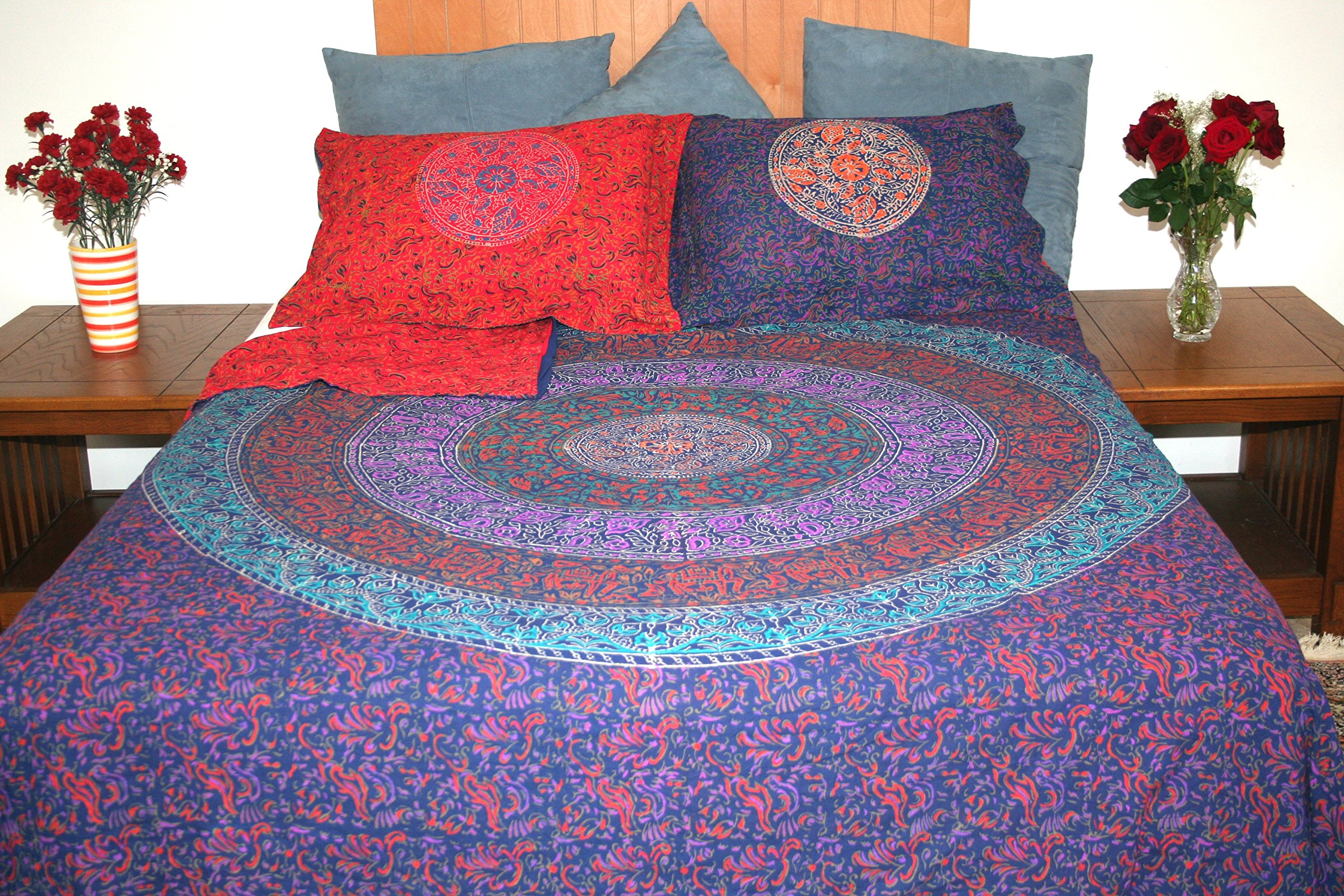 100% Cotton Sanganer Duvet Cover Set - Full/Queen Size with 2 Pillowcases | Soft & Breathable Bedding for Cozy Home Decor | Perfect for Master Bedroom, Guest Room & Airbnb