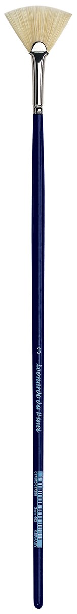 Da Vinci Varnish & Priming Series 403 Fan Blender Brush - Size 3 Double Thick Extra Short Hog Bristle with Blue Handle - Perfect for Oil Painting, Acrylics & Varnish Application - Artist Brush for Canvas, Wood & Fine Art Projects