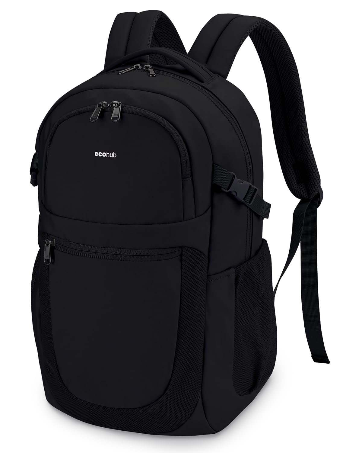 ECOHUB 17.3 Inch Women's Travel Backpack - Water-Resistant Laptop Bag with 12 Pockets, 28L Capacity for College, Work & Commuting - Perfect as Personal Item Bag for Air Travel (Black)