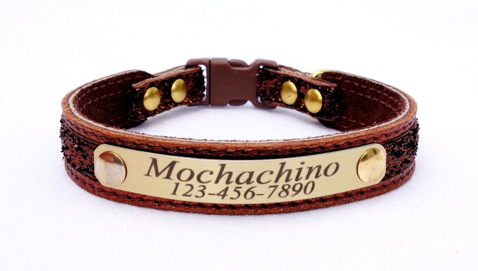 Engraved Leather Cat Collar with Suede Lining - Lightweight 5/8