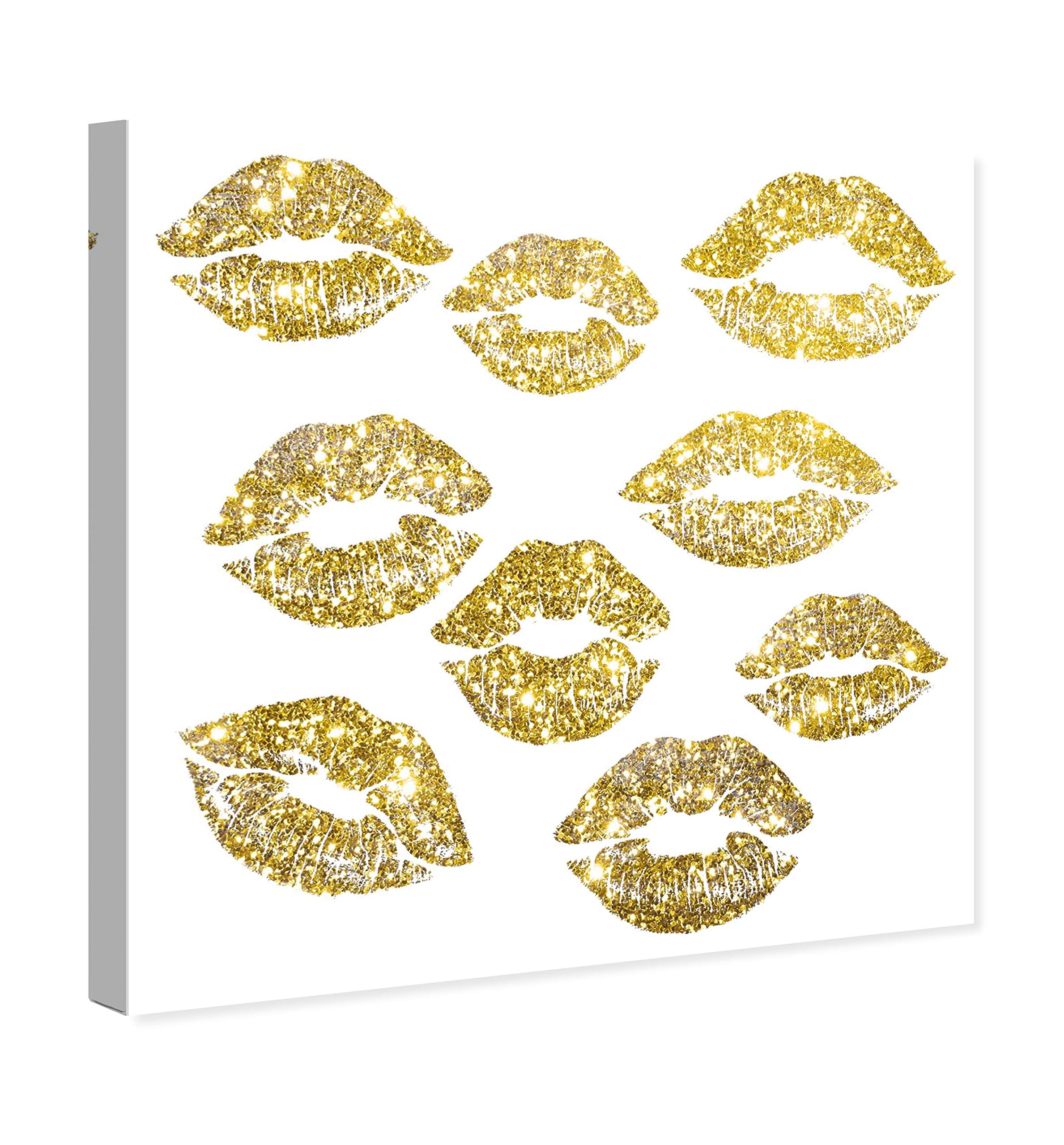 Oliver Gal Artist Co. Fashion Glam Wall Art Canvas Print - 24x24 Inch Gold & White Glitter 'Signs of Love' Home Decor for Living Room, Bedroom & Office