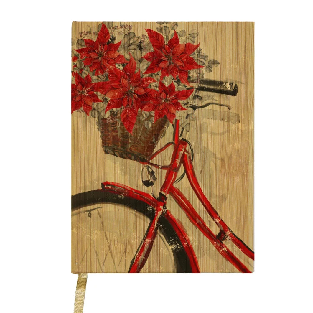 Festive Christmas Bike with Poinsettia Design - Perfect Holiday Decor for Home, Office & Outdoor Celebrations