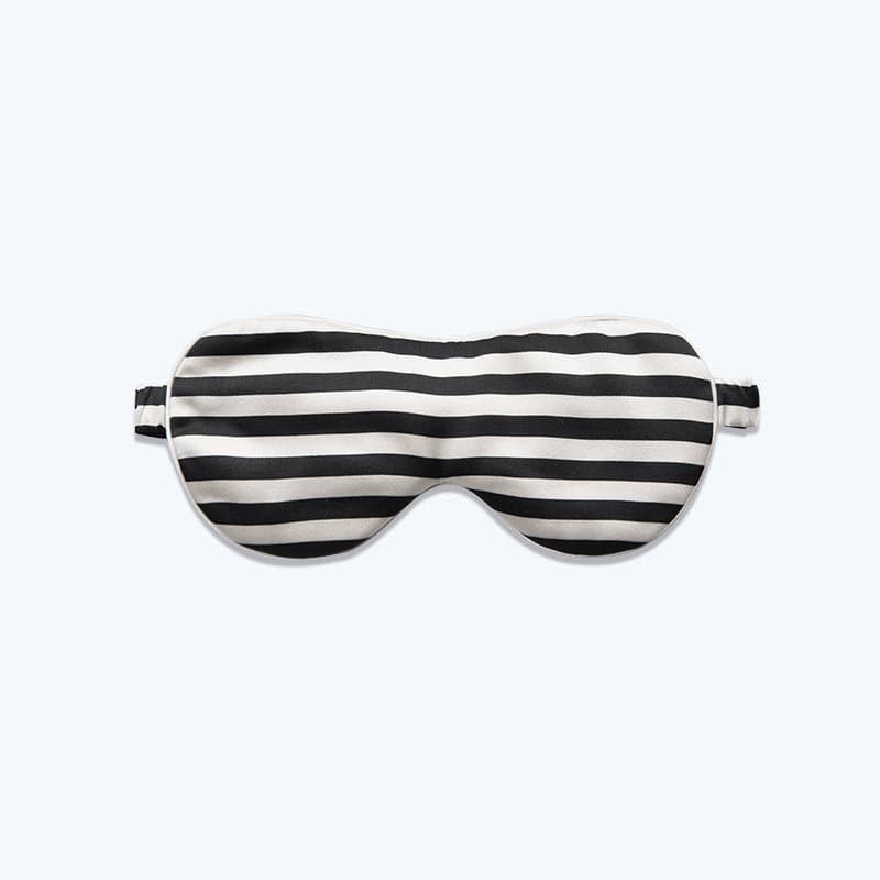 100% Pure Silk Sleep Eye Mask with Stripe Pattern - Soft & Breathable for Travel, Meditation & Relaxation
