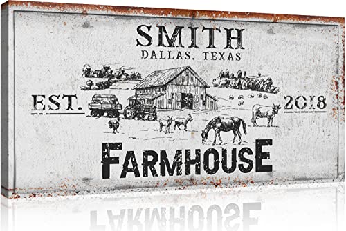 Personalized Rustic Canvas - Barn, Tractor and Farm Animals