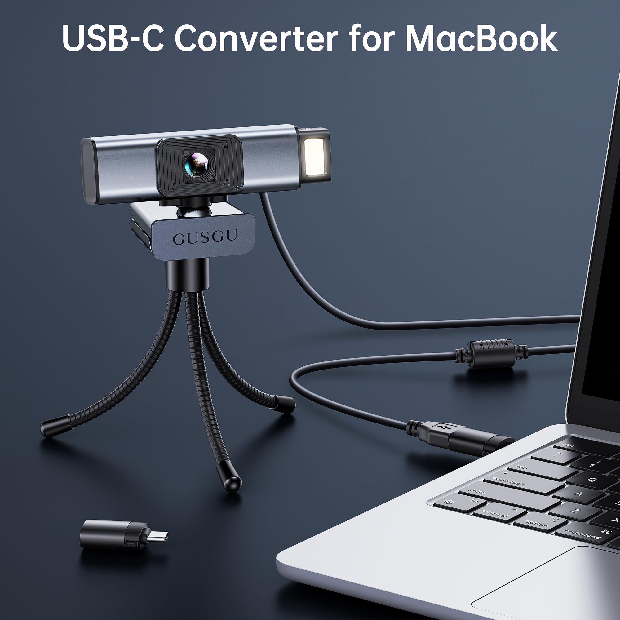 GUSGU G940 2K Quad HD Webcam with Built-in Microphone & Privacy Cover - USB Streaming Camera for PC, Laptop, MacBook - Perfect for Zoom Meetings, Online Classes & Live Streaming