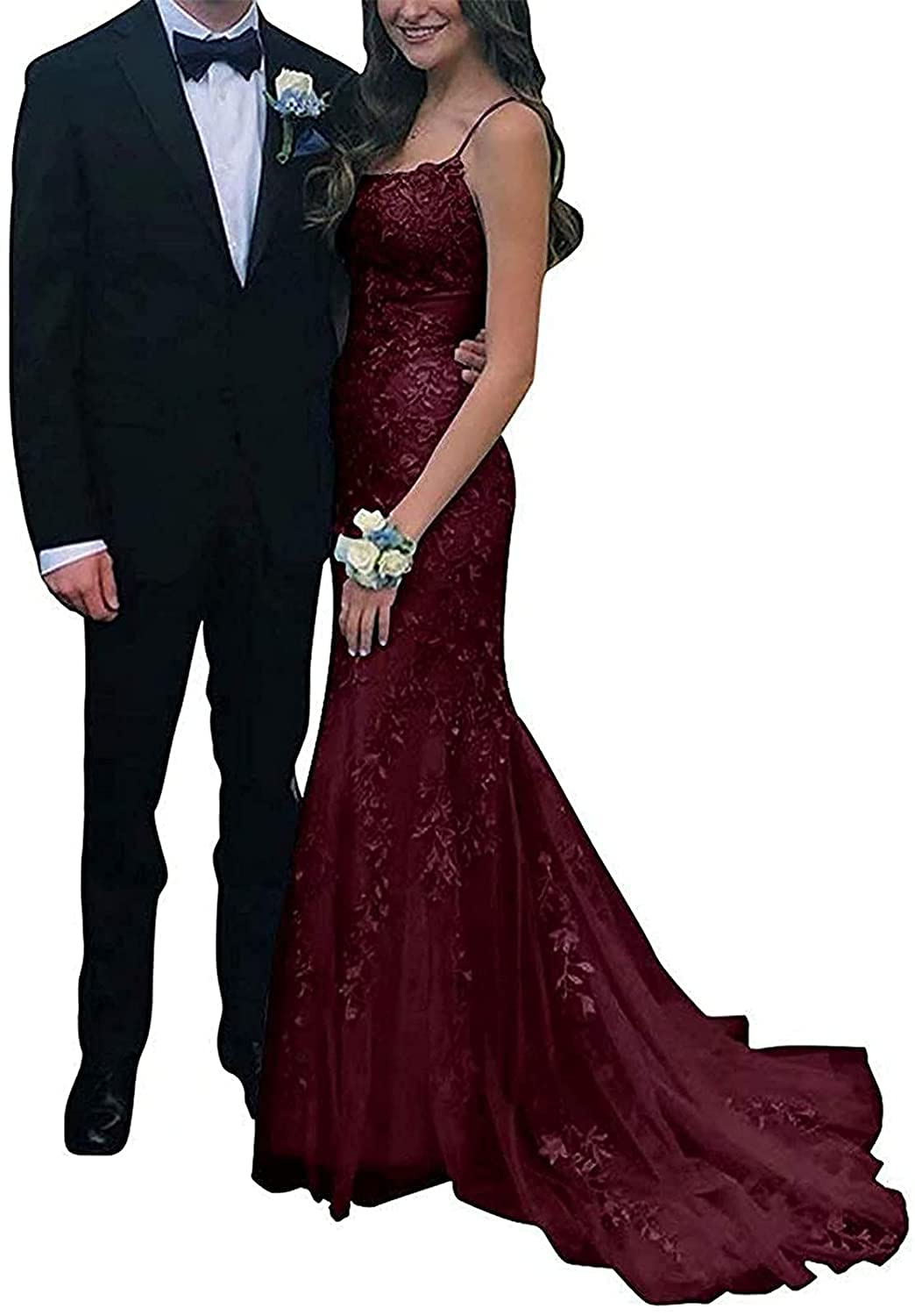 Elegant Lace Appliques Tulle Bridesmaid Dresses with Spaghetti Straps - Mermaid Prom Dresses for Women | Perfect for Weddings, Formal Events & Special Occasions