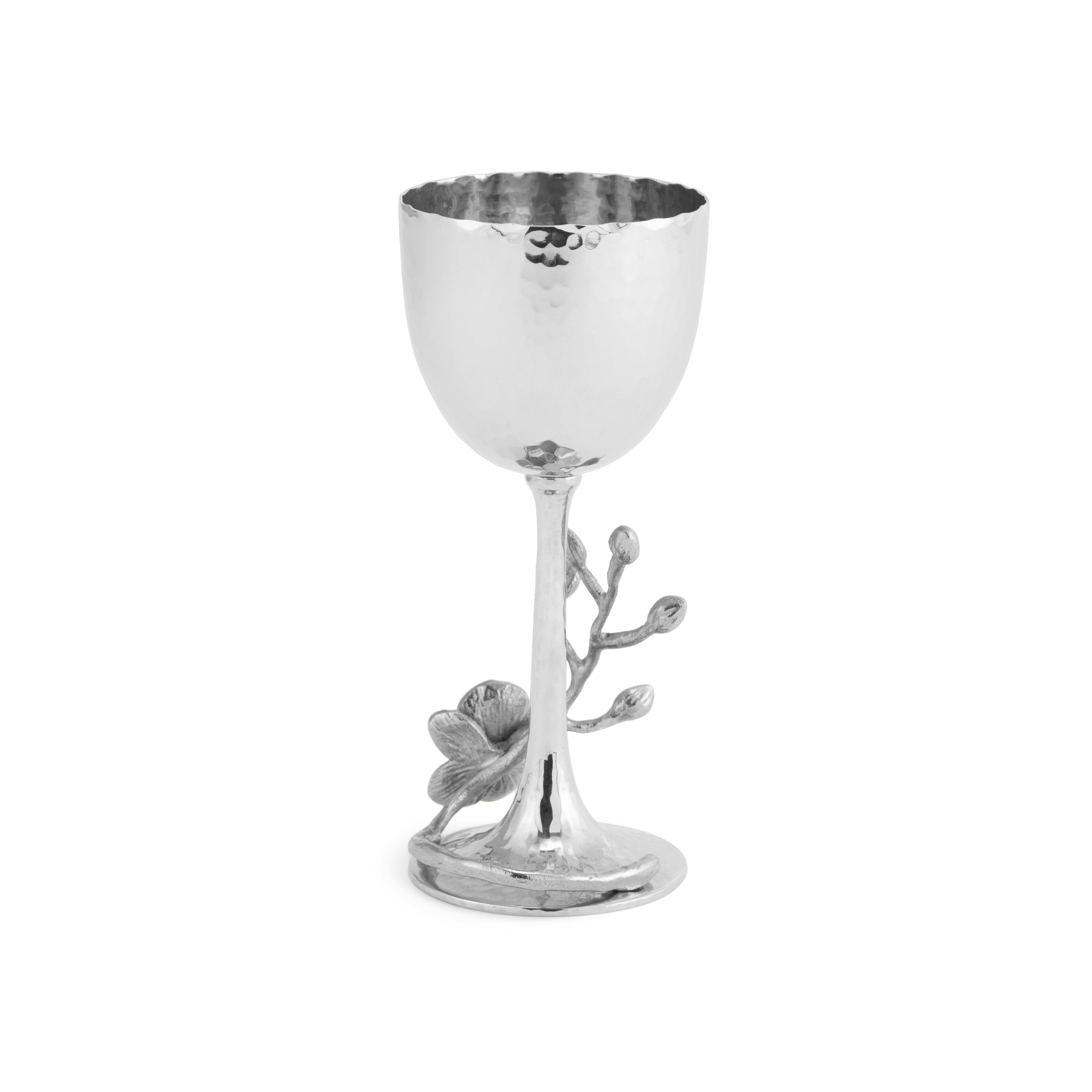 Elegant White Orchid Kiddush Cup - Handcrafted Jewish Communion Wine Goblet for Shabbat, Passover & Holidays - Perfect for Religious Ceremonies & Home Decor