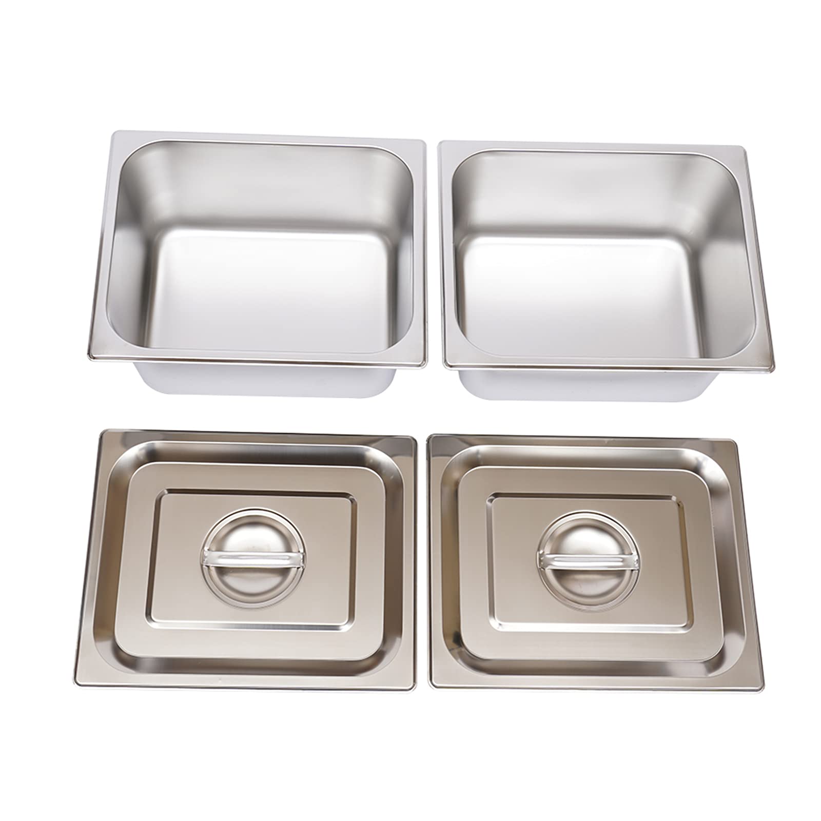 Stainless Steel Commercial Food Warmer - 2-Pot Bain Marie Buffet Warmer with Steam Table for Restaurants, Catering & Buffet Service