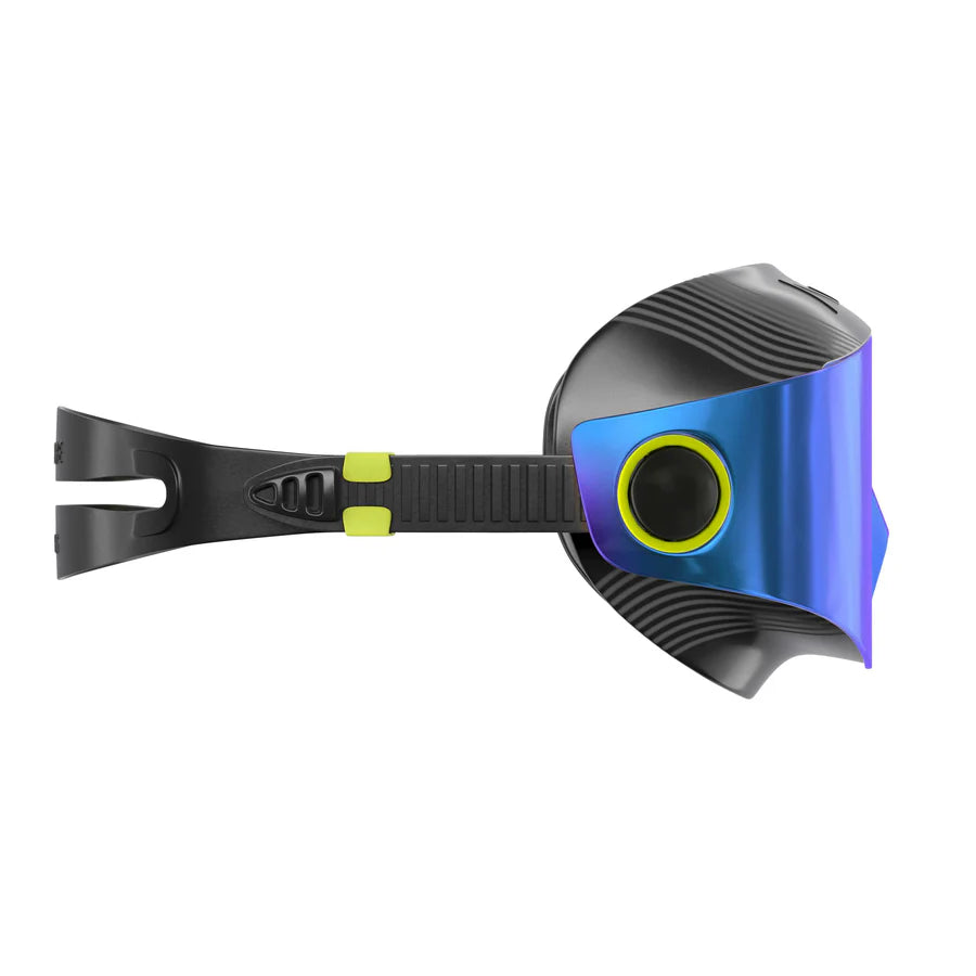 Aqua Sphere Defy Ultra Blue Titanium Mirrored Black Bright Yellow Swimming Goggles - Anti-Fog & UV Protection for Competitive Swimmers & Triathletes
