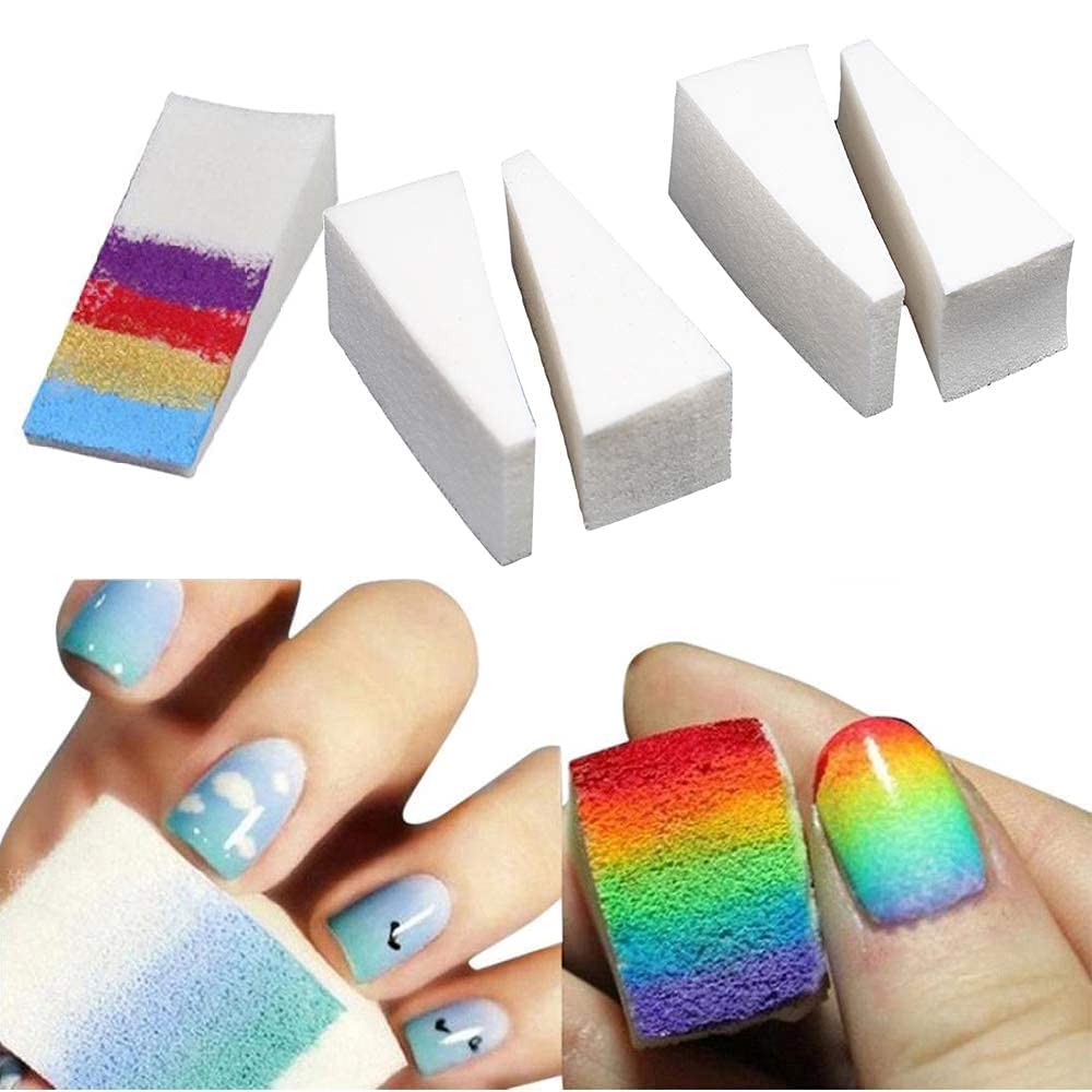 ALVRIO Nail Art Sponges - 10 Pack DIY Gradient Nail Polish Blending Sponges for Ombre & Glitter Nail Designs | Perfect for Home Manicures, Salon Use & Nail Art Beginners