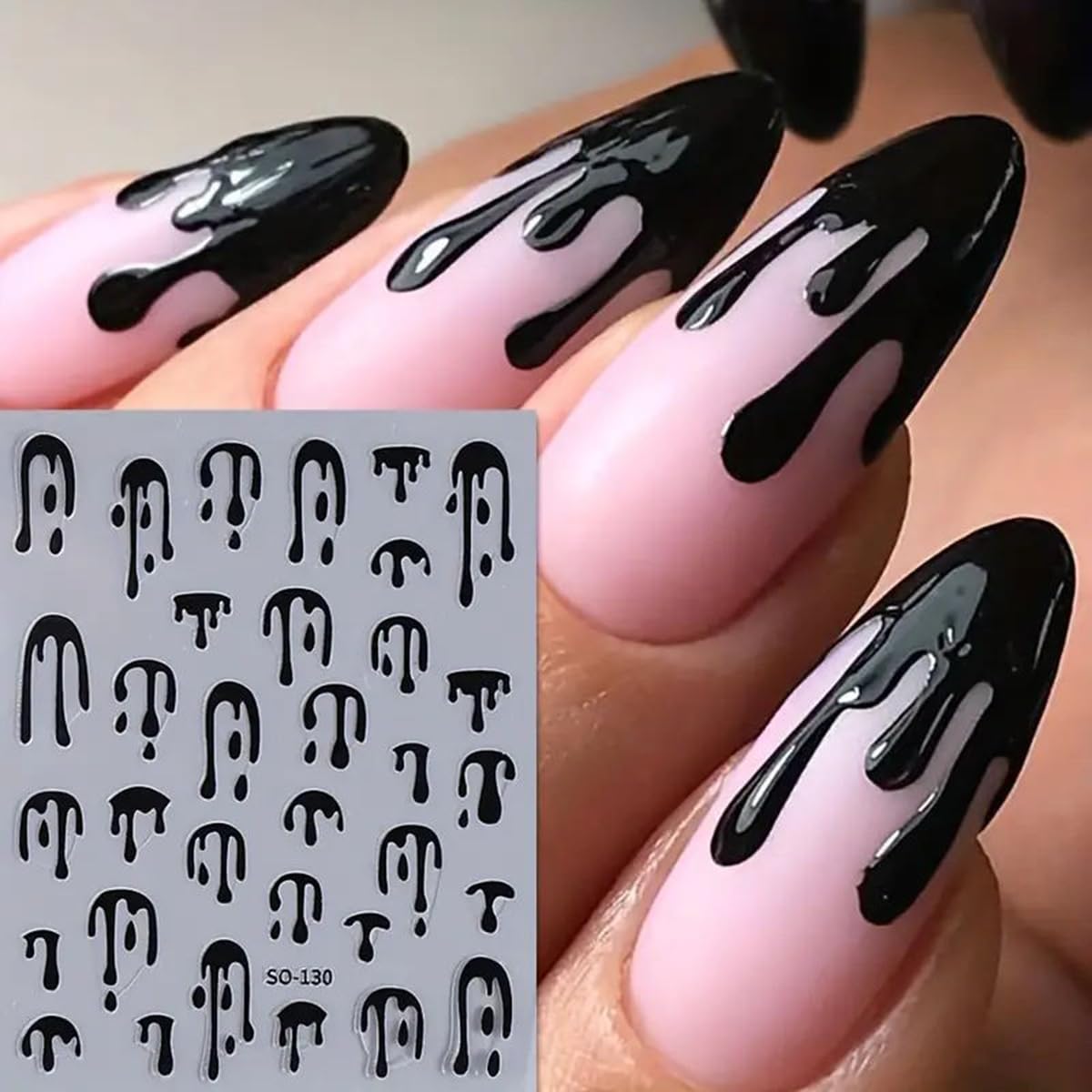 Halloween Nail Art Stickers - 4PCS Black, Gold, Rose Gold, Laser Silver Blood Drop Design 3D Self-Adhesive Nail Decals for Nail Art Decorations | Perfect for Halloween Parties, Costume Events & Spooky Nail Designs