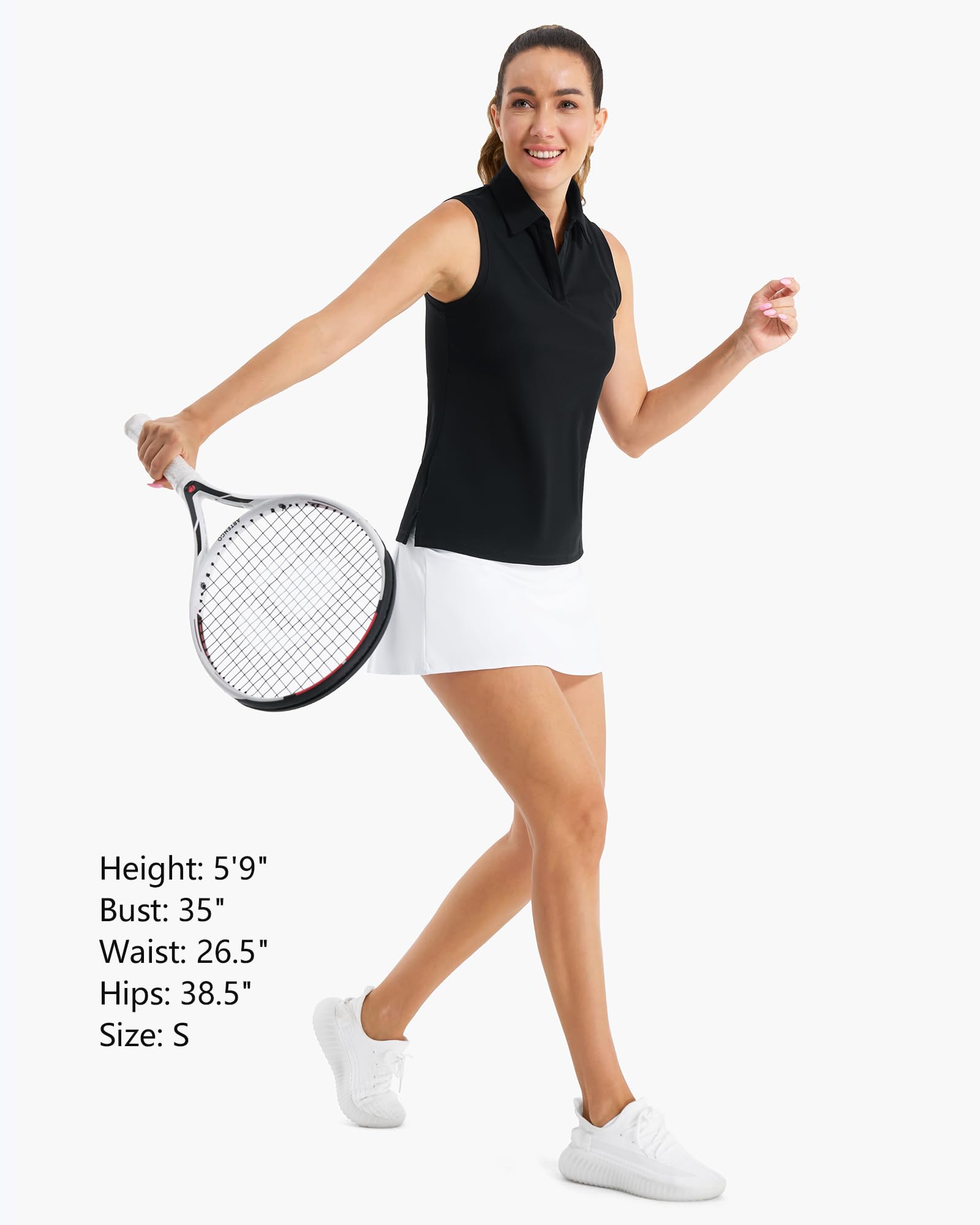 Stelle Women's Sleeveless V-Neck Golf & Tennis Polo Shirt - Quick Dry, Collared Athletic Top for Summer Sports & Outdoor Activities