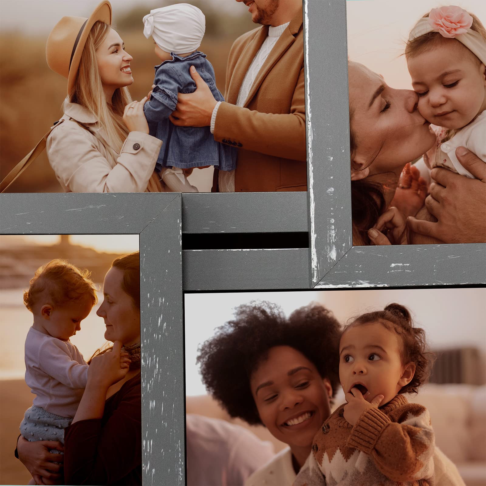HELLO LAURA - 12 Opening 4x6 Collage Picture Frames for Wall Display | Grey Photo Frames Collage Wall Decor for Home, Living Room & Bedroom | Perfect for Family Photos, Wedding Memories & Home Decoration