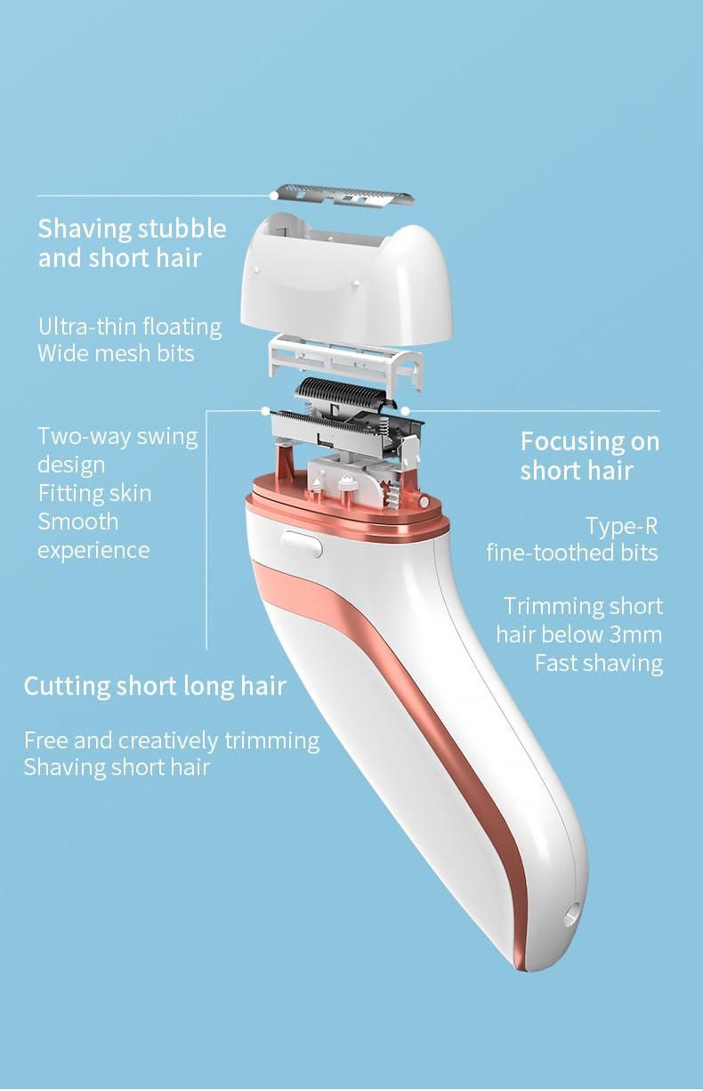 3-in-1 Electric Shaver for Women - Epilator, Electric Razor & Foot Callus Remover Kit | Cordless Rechargeable Hair Removal Device | Perfect for Travel, Gym & Home Use