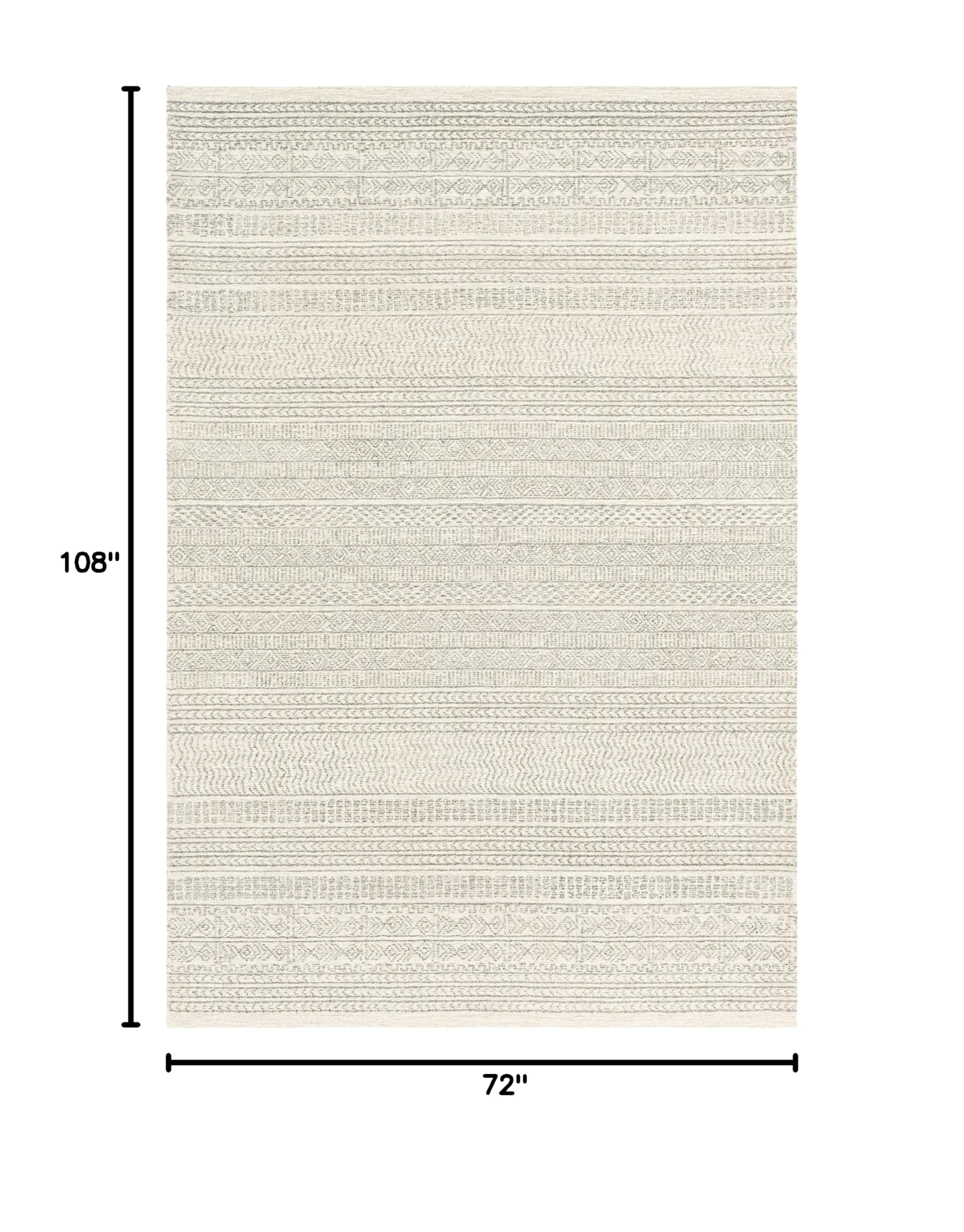 Premium 6x9 Wool Area Rug in Medium Gray & Beige Brown - Soft & Durable Mark&Day Melun Global Rug for Living Room, Bedroom, Kitchen - Perfect for Cozy Home Decor & High-Traffic Areas (6' x 9')