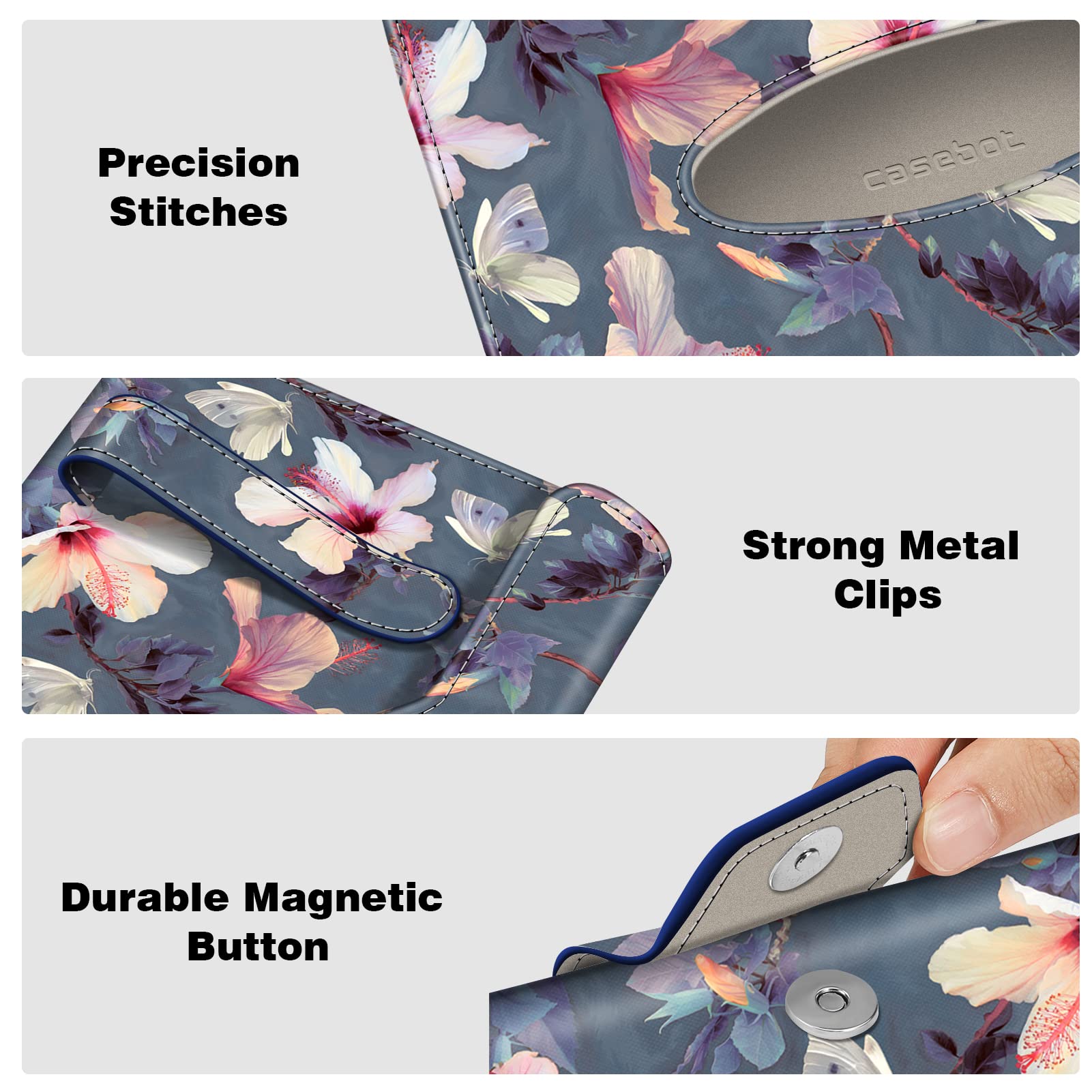 CaseBot Car Visor Tissue Holder - PU Leather Sun Visor Napkin & Mask Organizer for Car, Truck, SUV (Blooming Hibiscus Design) - Perfect for Road Trips, Daily Commutes & Family Travel