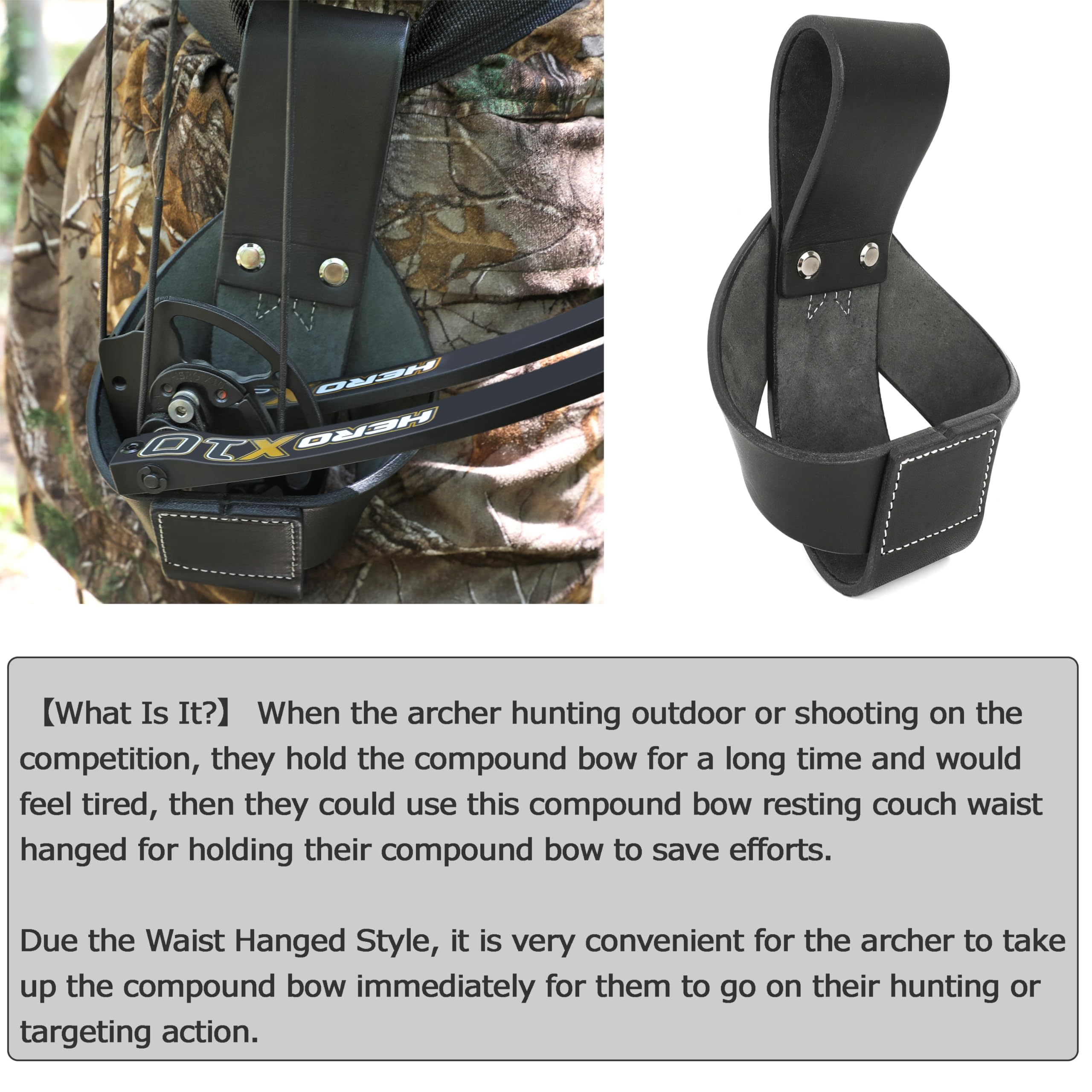 ZSHJGJR Compound Bow Holder - Adjustable Belt Bag & Stand for Hunting & Target Shooting | Portable Bow Rest for Outdoor Archery, Backyard Practice & Competition Accessories