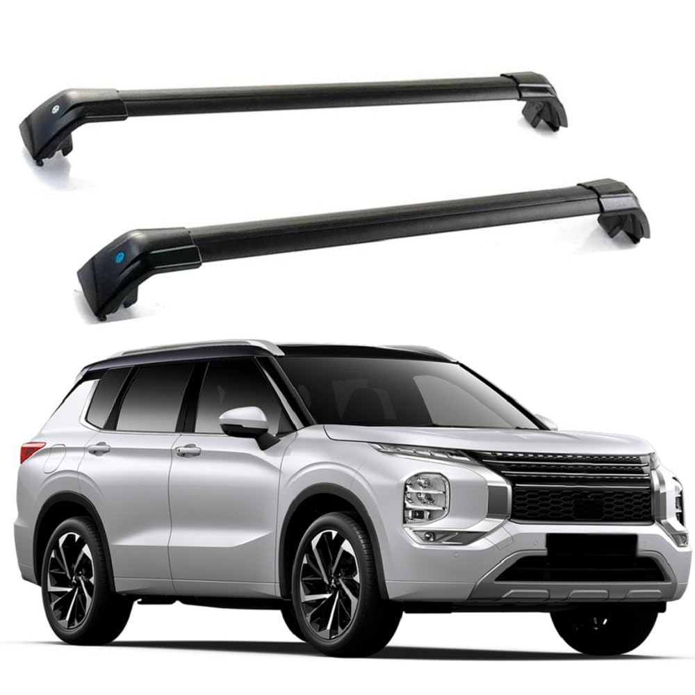 FTAPACCE 2PCS Lockable Black Crossbar Roof Rack for 2022-2025 Mitsubishi Outlander - Heavy Duty Luggage Carrier, Cargo Rail System for Camping, Road Trips & Outdoor Adventures