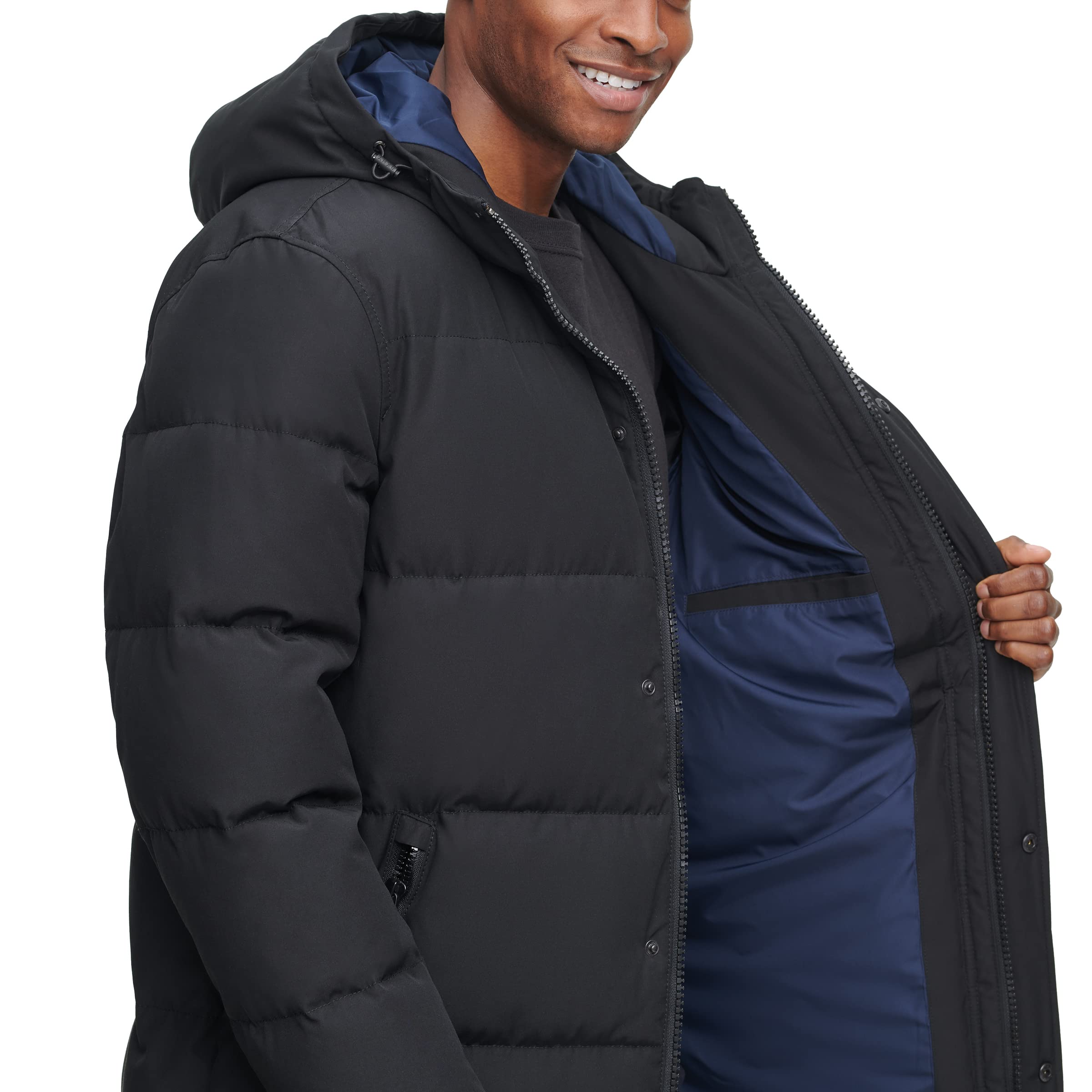 DKNY Arctic Cloth Hooded Extra Long Parka Jacket for Women - Waterproof Winter Coat with Fur Trim Hood, Warm Windproof Outerwear for Snow, Skiing & Cold Weather
