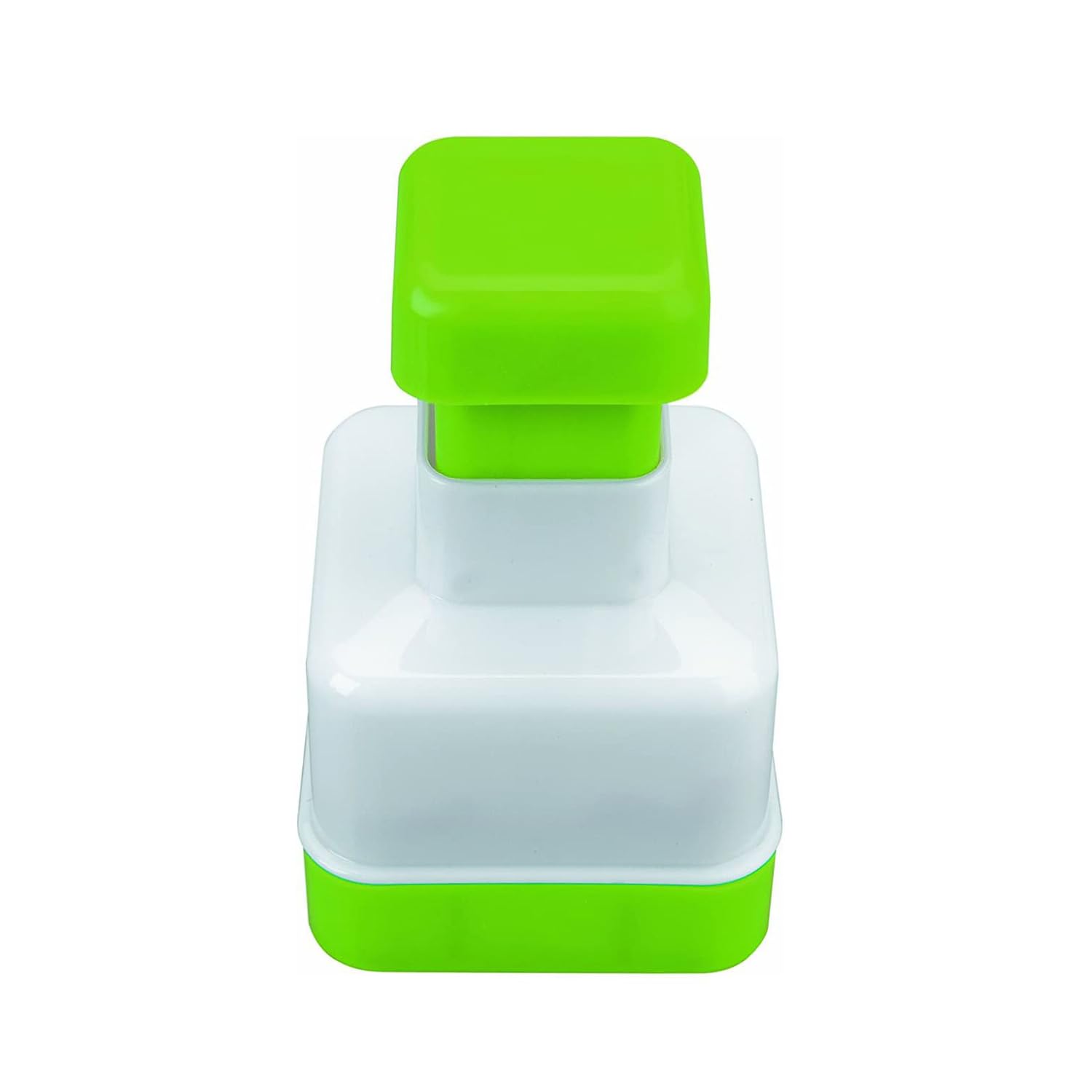 IBILI Classic Square Hamburger Maker Set - White & Green Non-Stick Patty Press (8.5 x 8.5 x 14 cm) for Perfect Homemade Burgers, BBQ Parties & Restaurant-Style Cooking