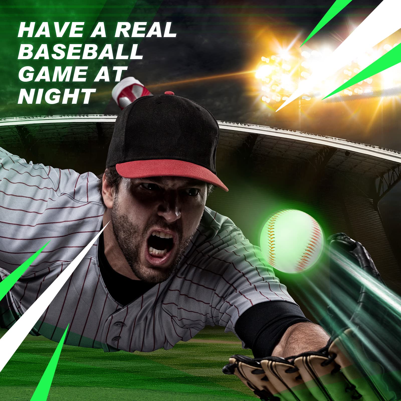 3 Pack Glow in The Dark Baseballs - Official Size Light Up Balls for Night Games, Backyard Practice & Outdoor Sports - Perfect Gift for Boys, Girls & Baseball Fans - Ideal for Camping, Backyard Fun & Evening Activities