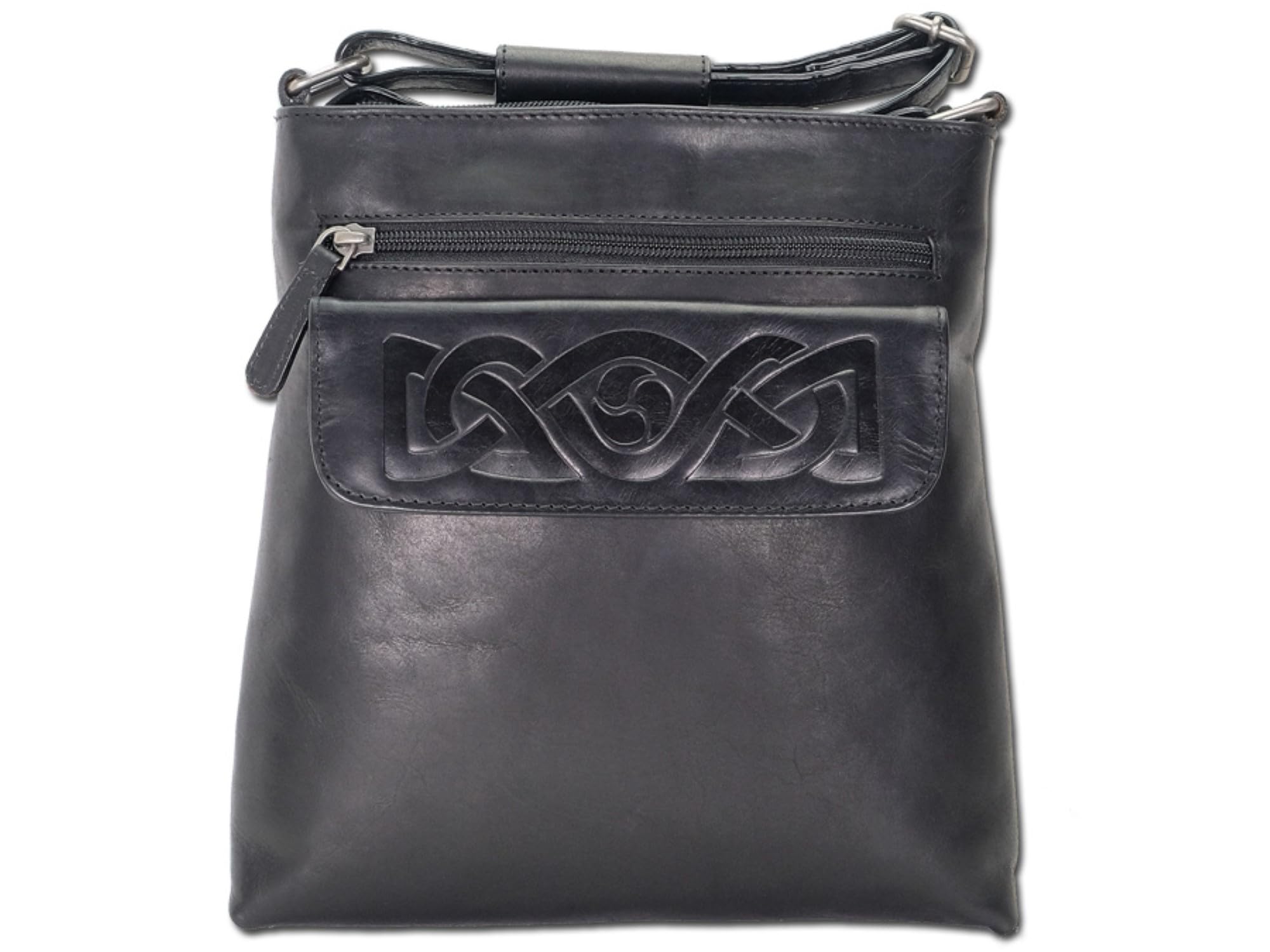 Authentic Irish Leather Crossbody Purse for Women - Biddy Murphy Handbag with Celtic Weave Embossing, Top Handle, Made in Ireland - Perfect for Daily Use, Travel & Special Occasions