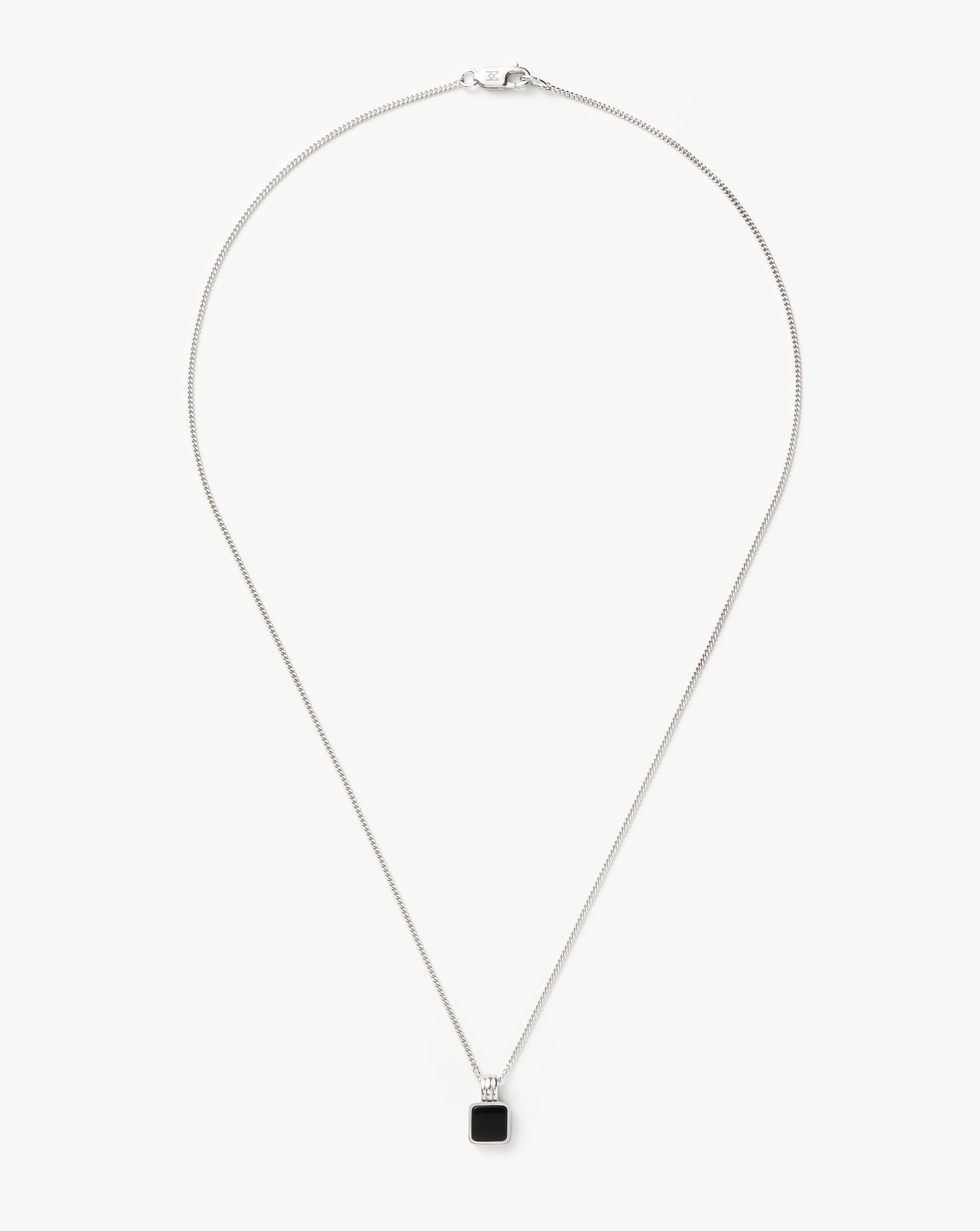 Men's Black Onyx Square Pendant Necklace - Lucy Williams Style - Perfect for Gifts, Casual & Formal Wear