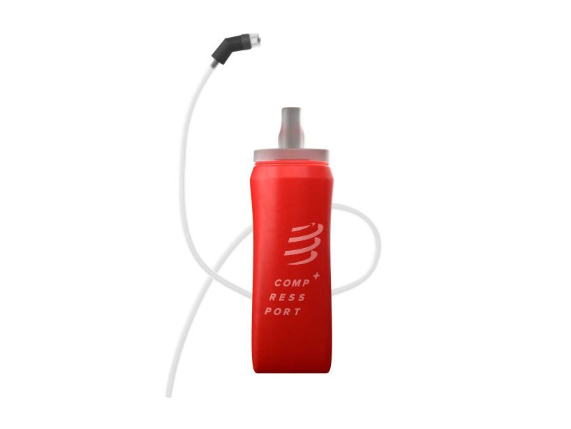 Compressport Ergo Flask 500ml Hydration Bottle with Long Tube - Red | Lightweight BPA-Free Water Bottle for Running, Cycling & Outdoor Sports