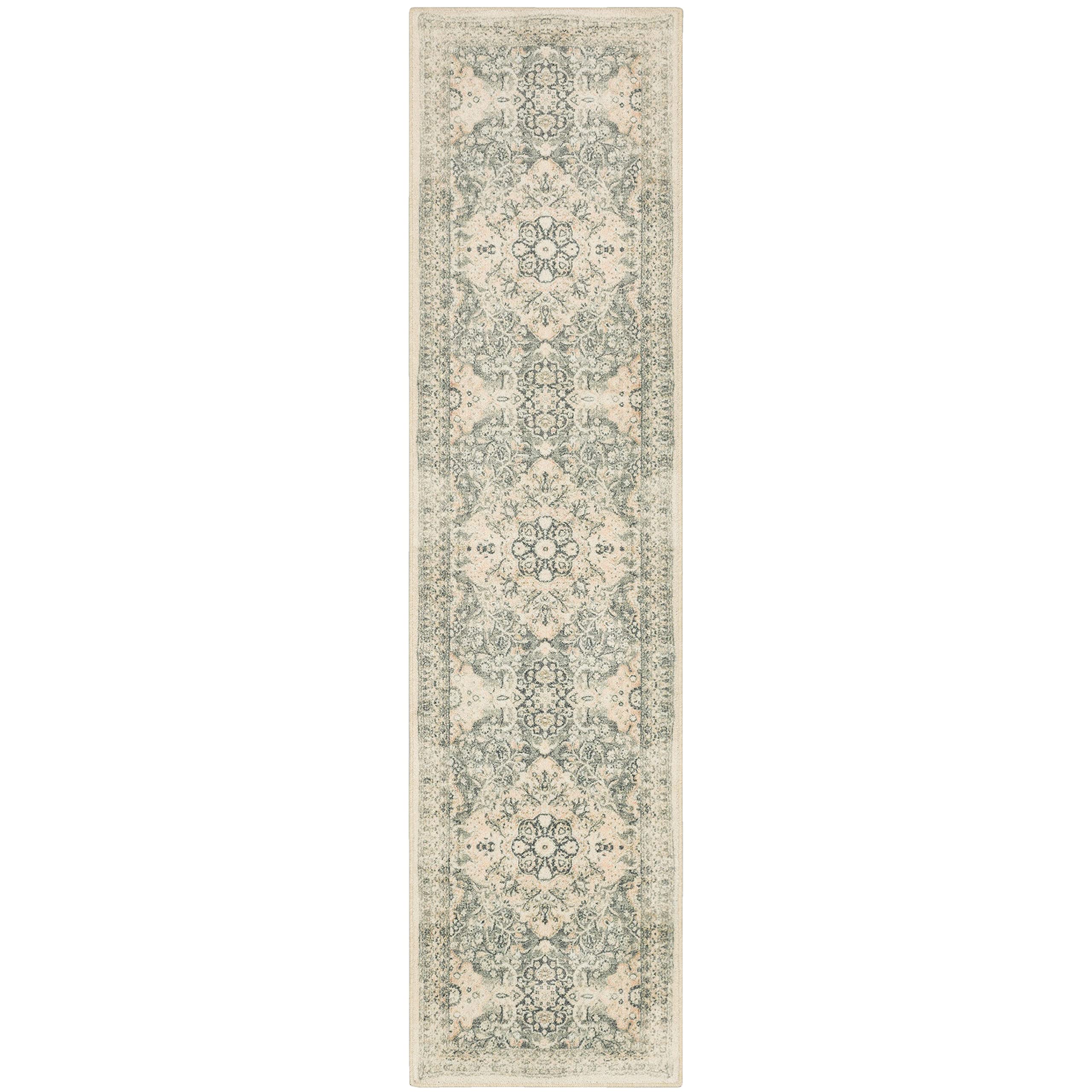 Mohawk Home Quinn Floral Traditional Beige 2' x 8' Runner Rug - Perfect for Hallways, Entryways & Narrow Spaces - Soft & Durable Floor Covering