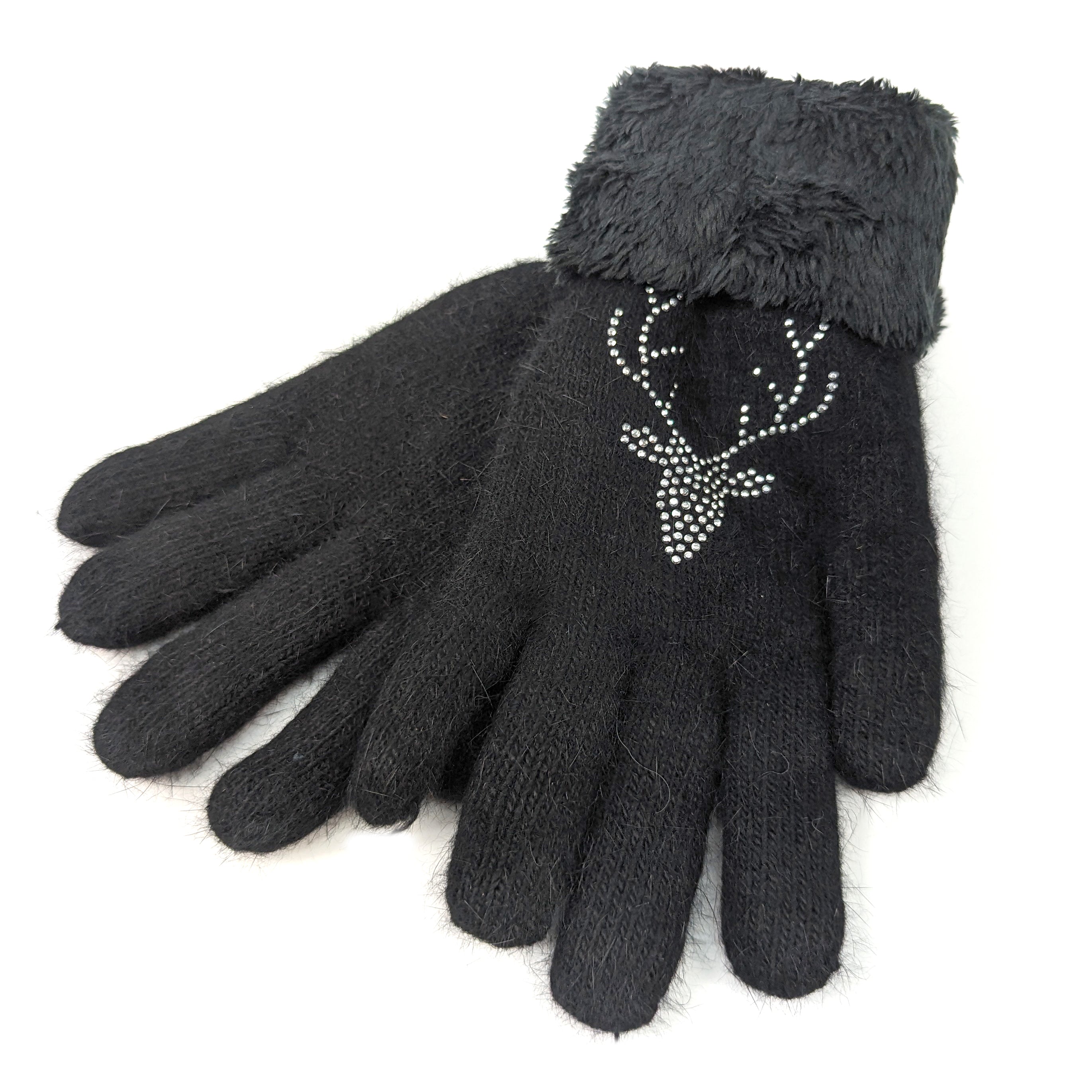 Stylish Stag Faux Fur Winter Gloves for Women - Soft Warm Touchscreen Gloves - Perfect for Cold Weather, Outdoor Activities & Fashion Accessories