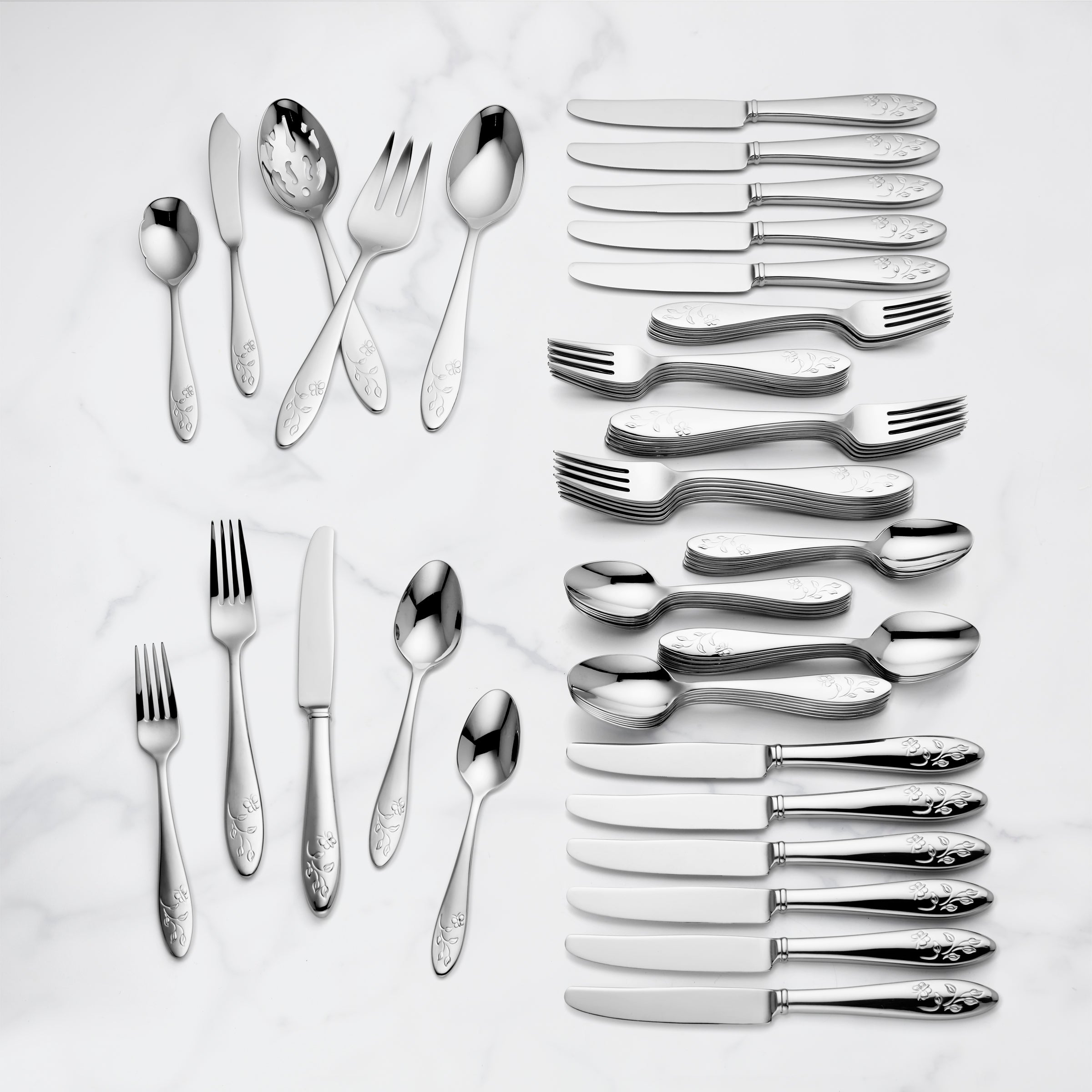 Butterfly Meadow 65-Piece Flatware Set - Stainless Steel Silverware Set for 12, Service for 4 - Perfect for Dinner Parties, Weddings, and Everyday Dining