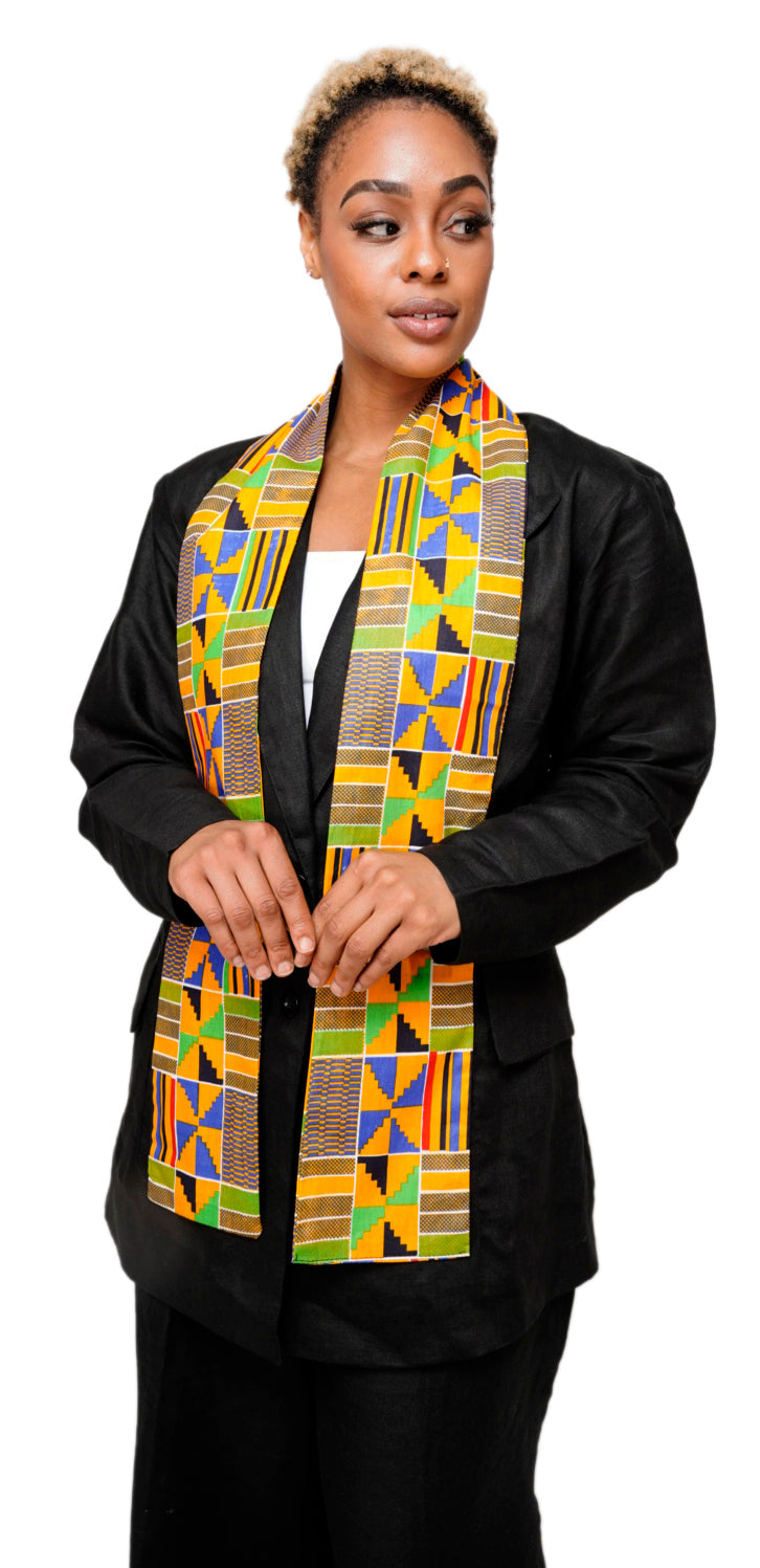 Authentic African Kente Print Stole & Sash - Dupise Akannipa DP4075S - Perfect for Weddings, Cultural Events & Fashion Accessories