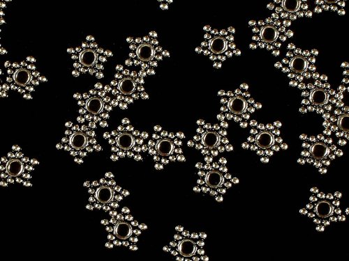 Exotic India 8mm Sterling Silver Star Spacers (10-Piece Set) - Perfect for Jewelry Making, Bracelet & Necklace Designs