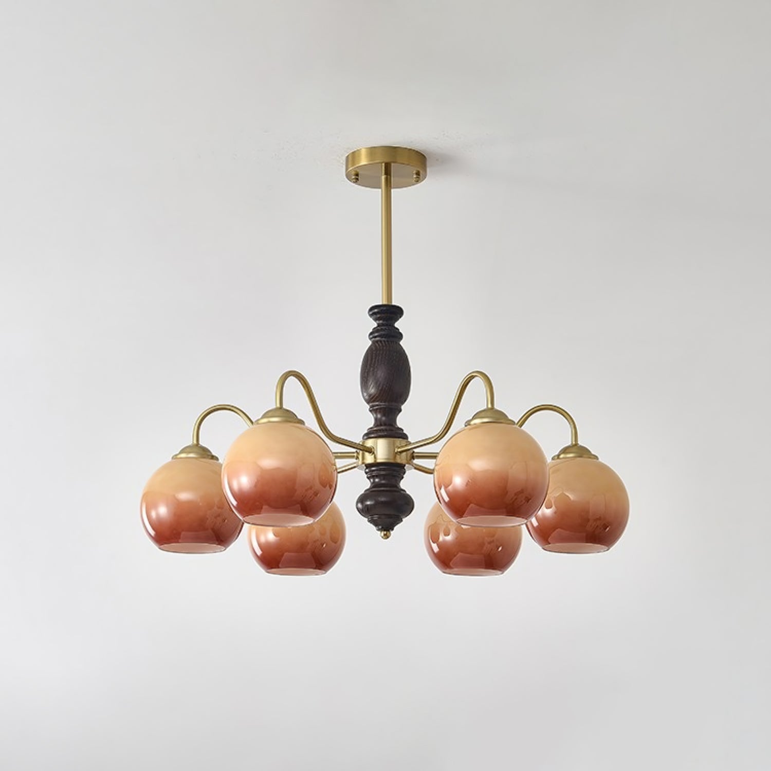 Elegant Caramel Orb Chandelier - Modern Glass Pendant Light Fixture for Dining Room, Living Room & Bedroom Lighting Decor