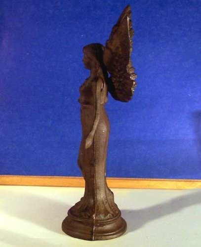 Upper Deck Majestic Angel Statue - Cast Iron Rust Finish Outdoor Garden Decor for Patio, Yard & Home
