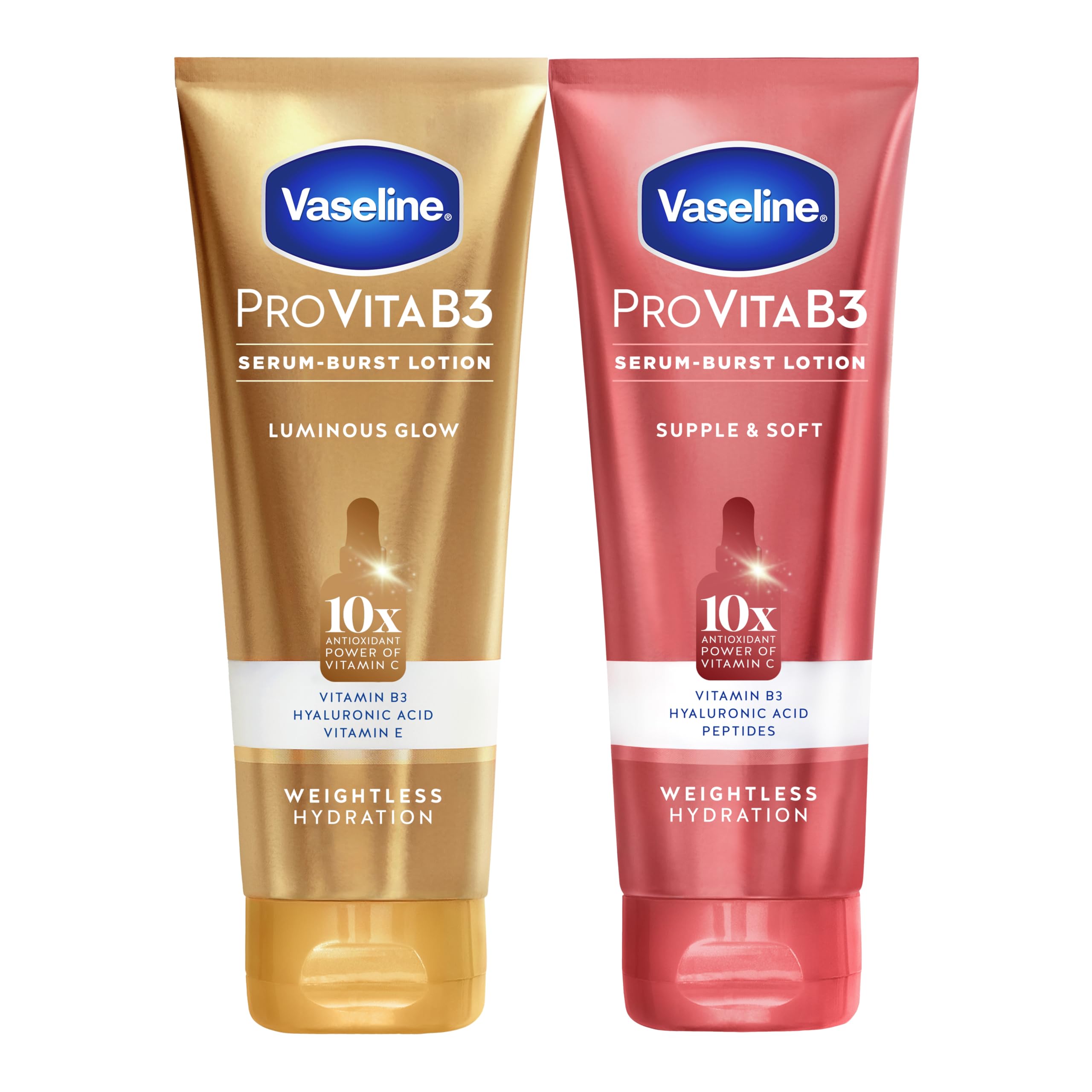 Vaseline Pro VitaB3 Skin Care Serum - 10x Antioxidant Power of Vitamin C with Vitamin B3 & Hyaluronic Acid - 7.5 fl oz 2 Pack for Healthy, Glowing Skin - Daily Moisturizer for Face & Body - Perfect for Dry Skin Care Routine & Nighttime Skincare Regimen