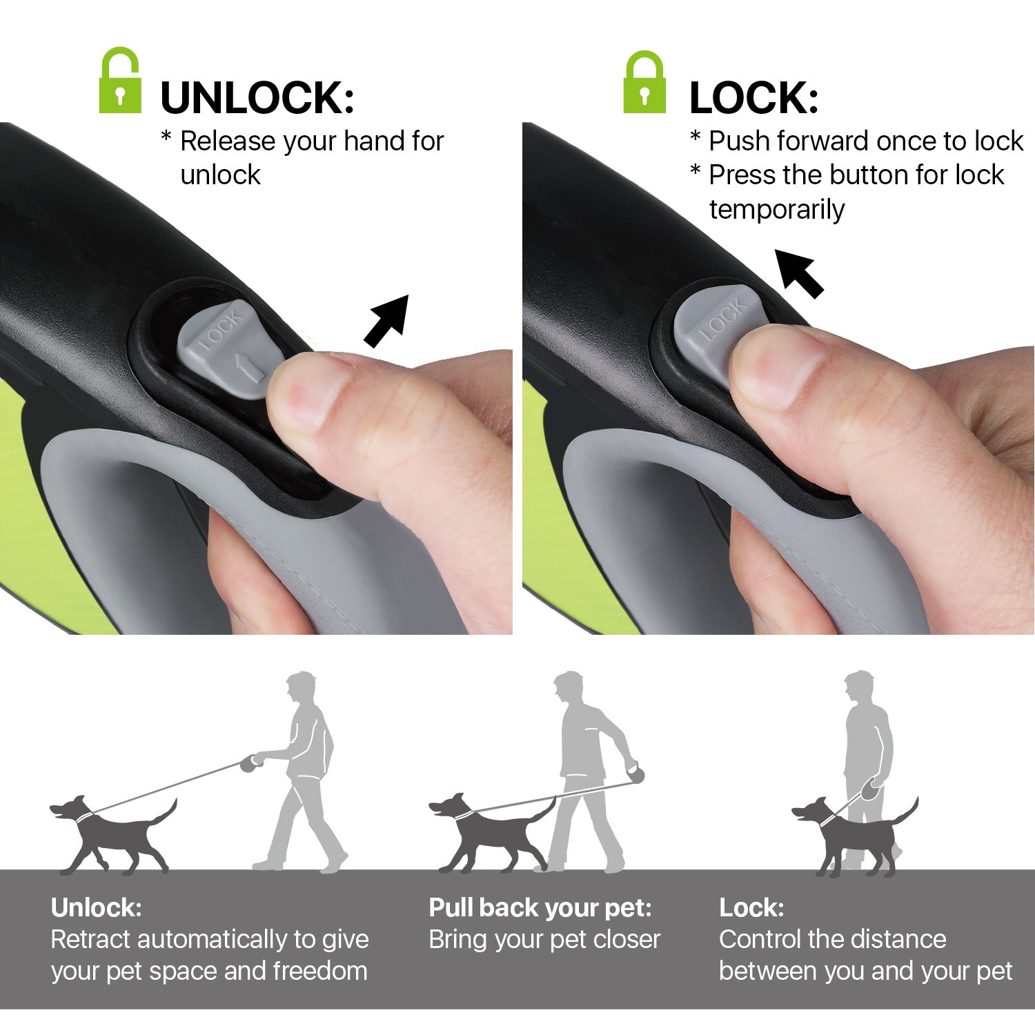 **Flexzion 16ft Retractable Dog Leash for Small & Medium Dogs - Heavy Duty Anti-Tangle Reflective Extendable Leash with Lock Button, Neon Green & Black - Perfect for Night Walks & Outdoor Safety**    *(Use Case: Ideal for evening walks, jogging, or hiking with your pet, ensuring visibility and control in low-light conditions.)*