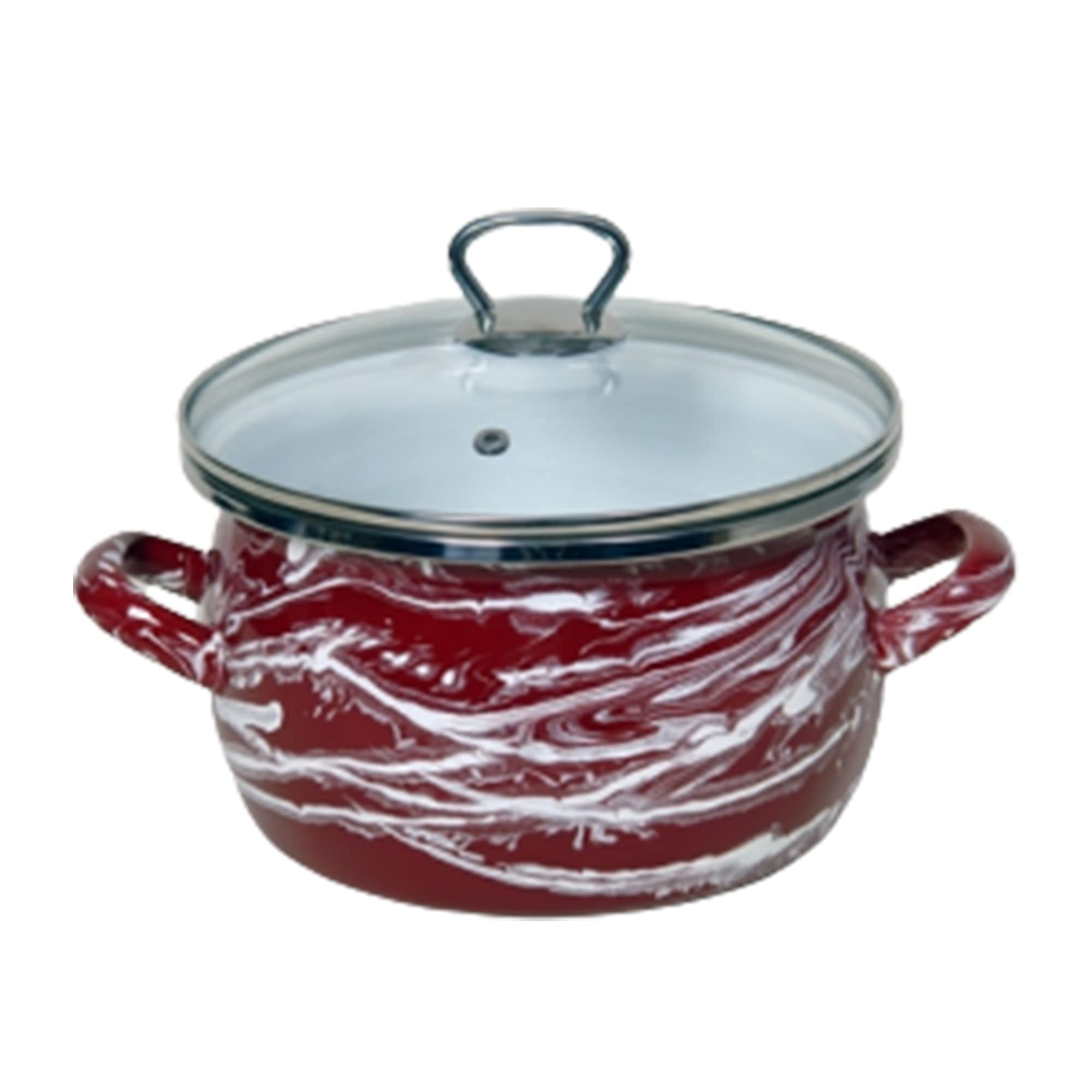 Premium 5.3 Qt Enamel Stock Pot with Glass Lid - Stylish Pale Burgundy Color for Cooking, Boiling & Stewing - Perfect for Home Kitchen, Camping & Party Cooking