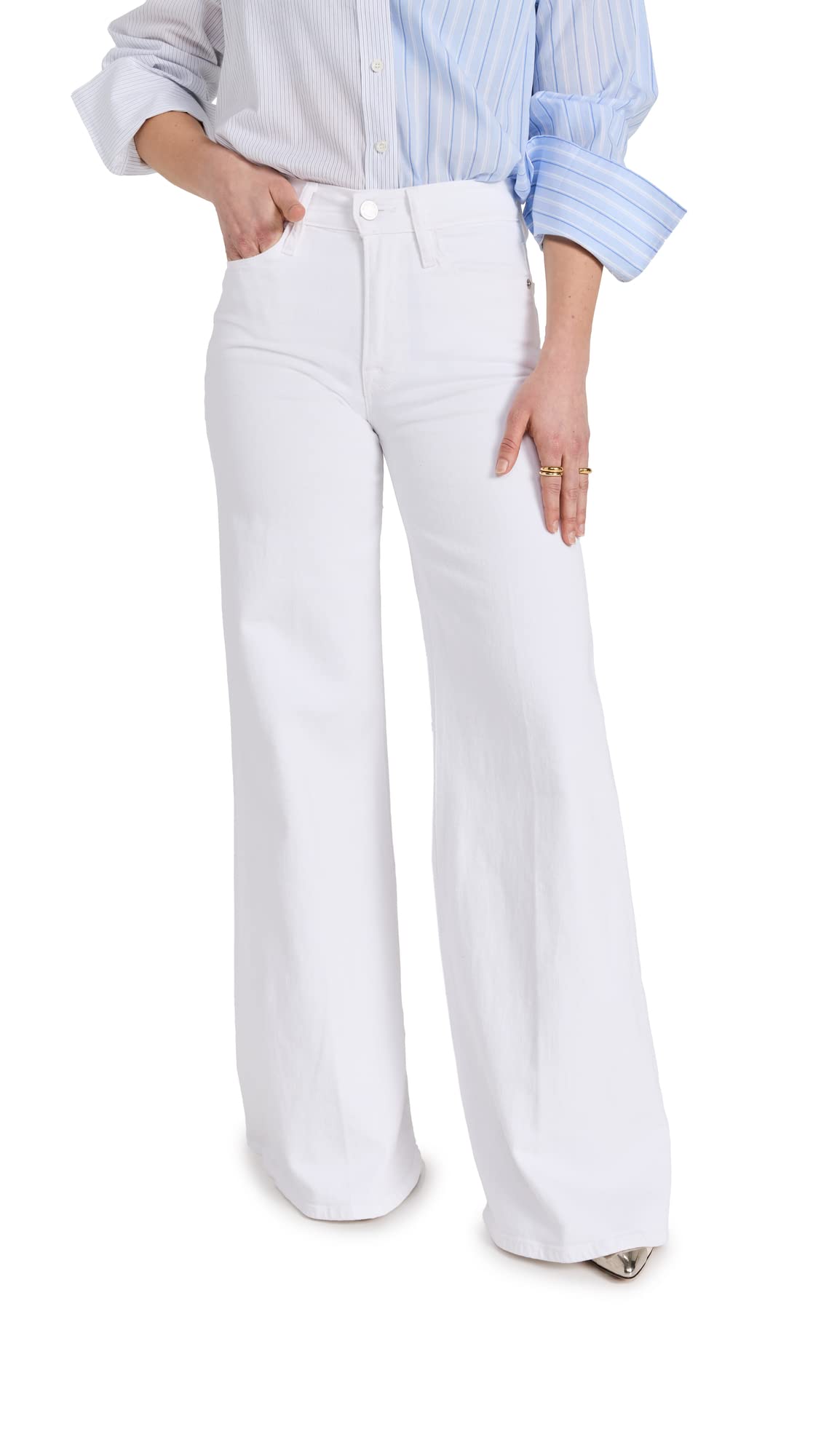 FRAME Women's Le Pixie Petite Palazzo Jeans - High Waisted Wide Leg Denim Pants for Casual & Office Wear