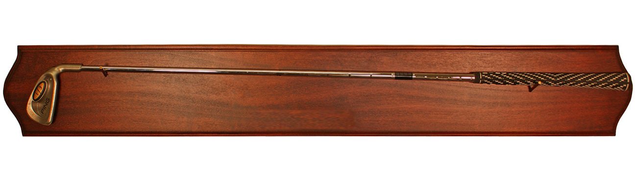 Premium Golf Club Wall Mount - 1 Club Capacity for Iron, Putter or Wood | Solid Hardwood Cherry Finish Display Rack | Perfect for Vintage & Antique Golf Clubs | Home, Office or Golf Club Decor