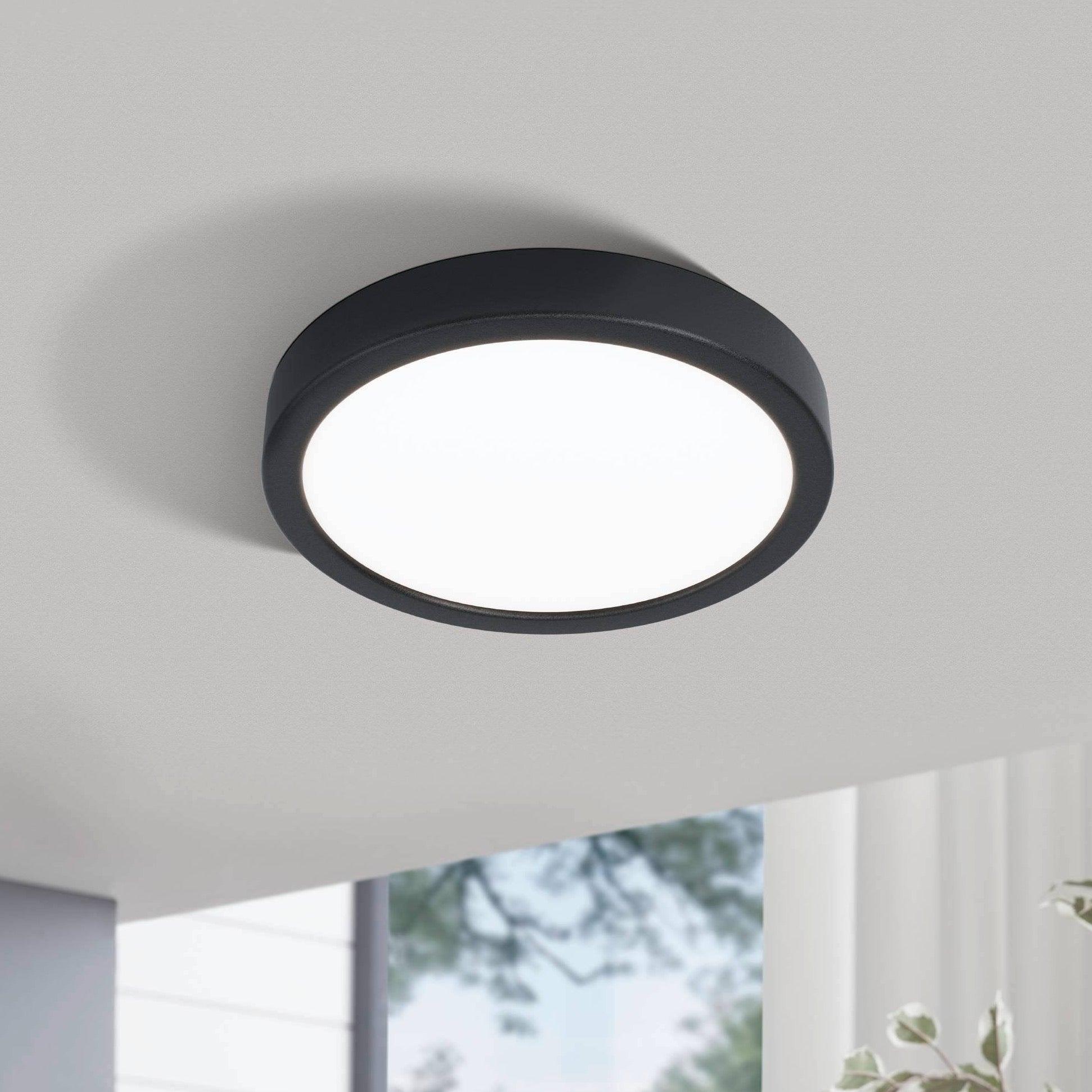 Eglo Fueva 5-LED Black Flush Mount Ceiling Light - 21cm Modern Lighting Fixture for Bedroom, Kitchen, Bathroom & Hallway